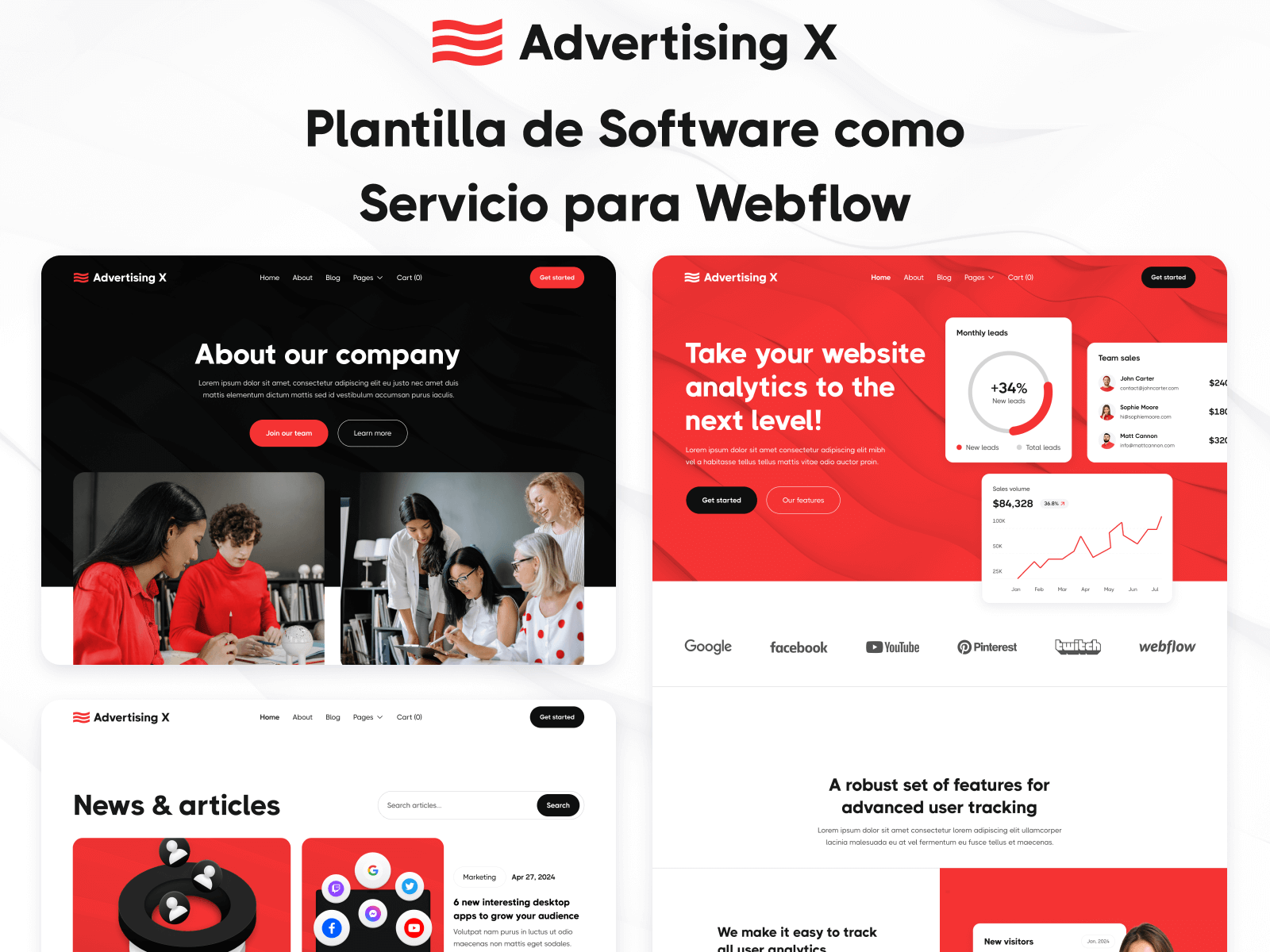  Plantilla de Software como Servicio para Webflow