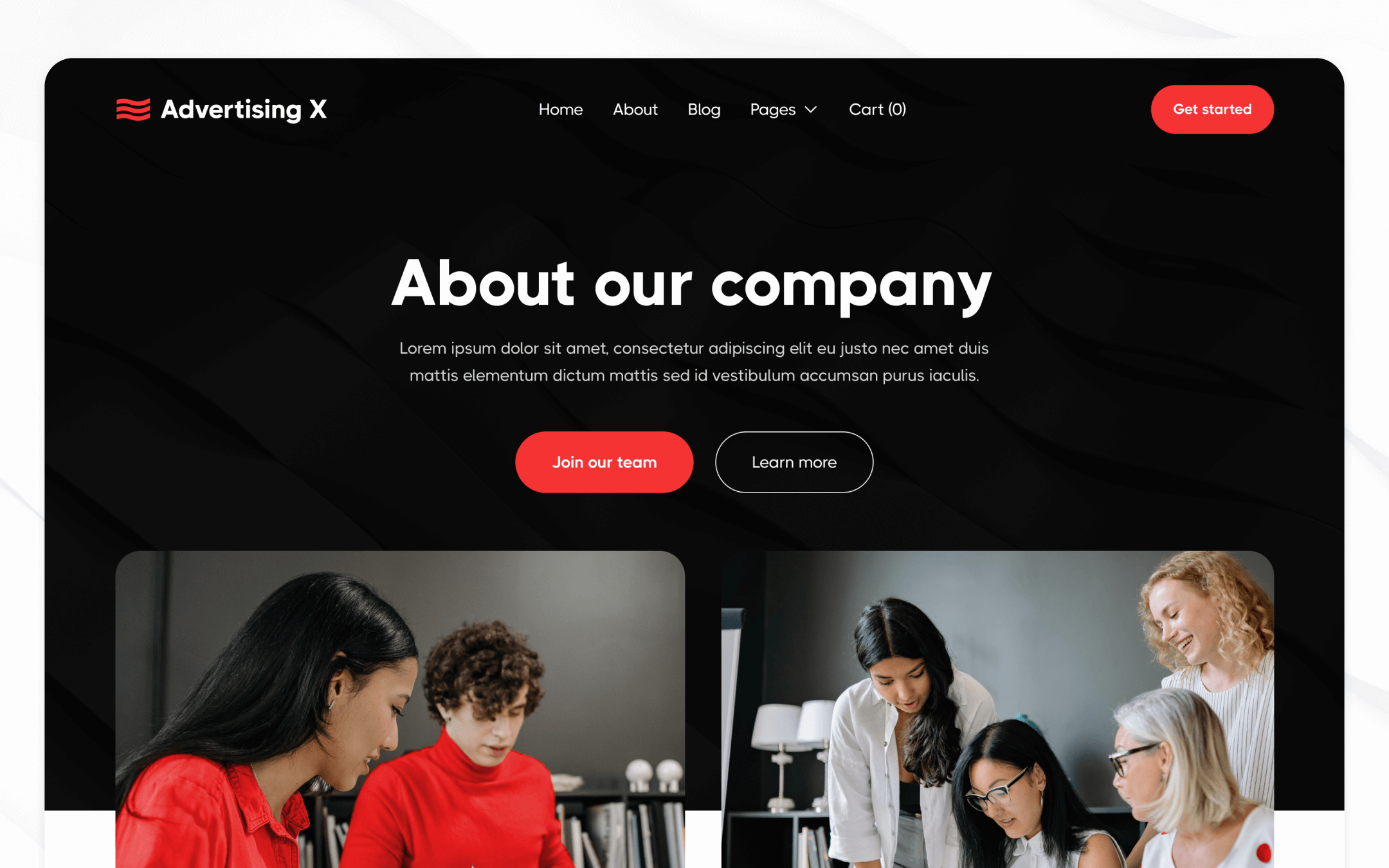 Advertising X Template para Webflow