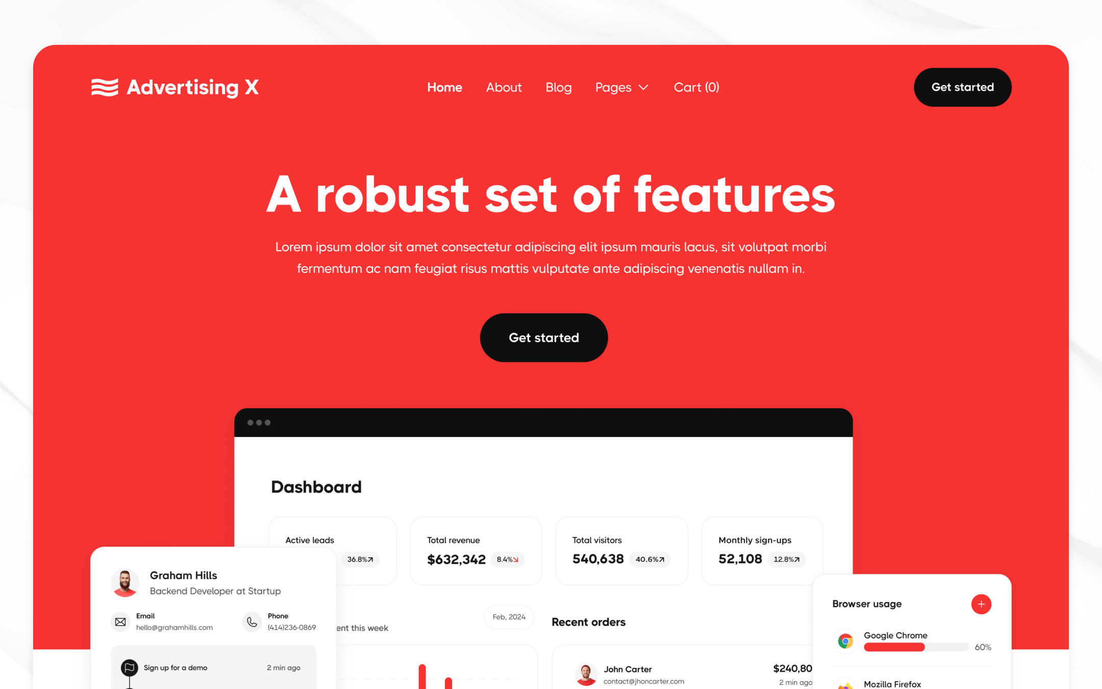 Advertising X Template para Webflow