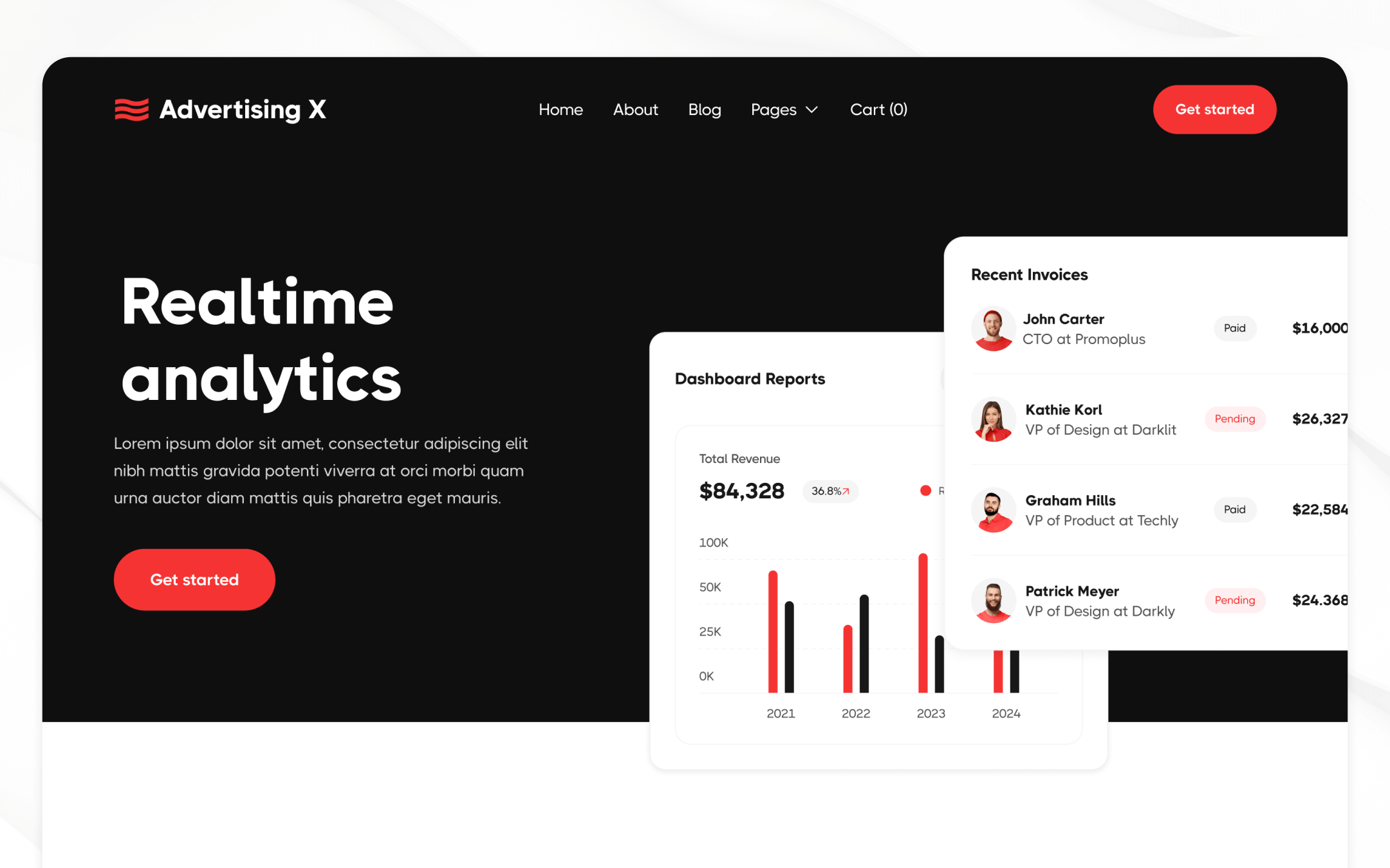 Advertising X Template para Webflow
