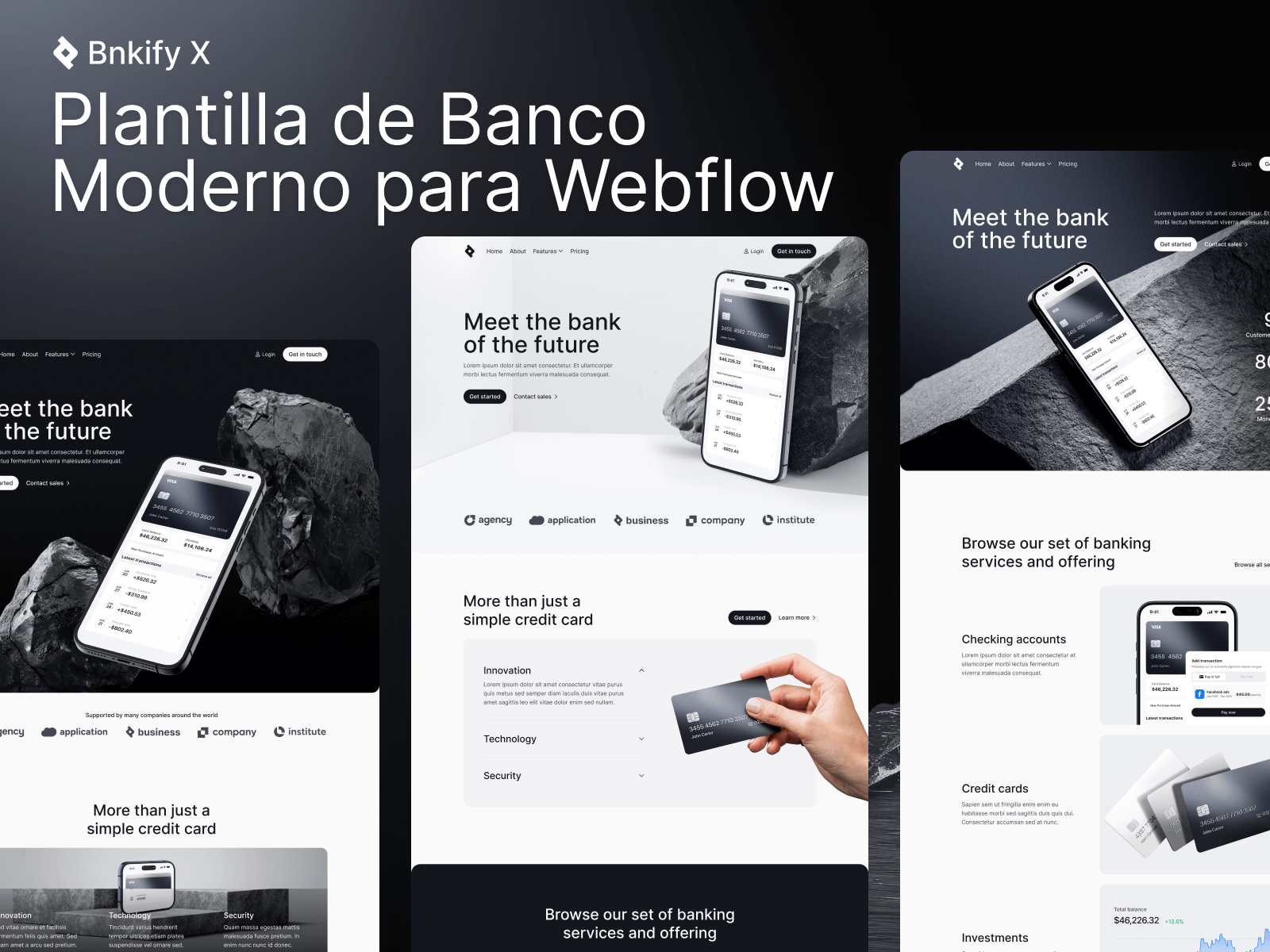 Plantilla de Banco Moderno para Webflow