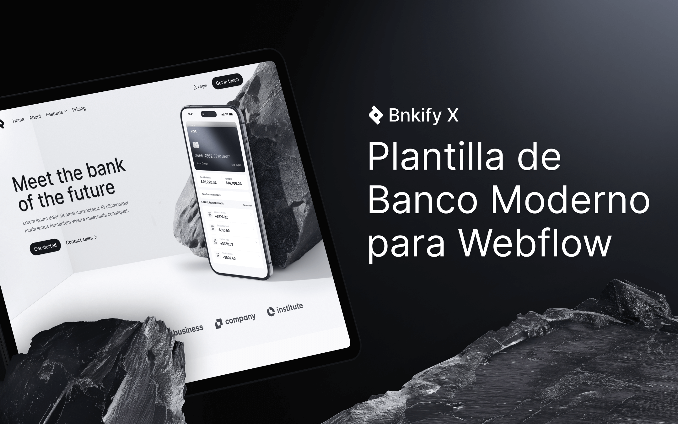 Plantilla de Banco Moderno para Webflow