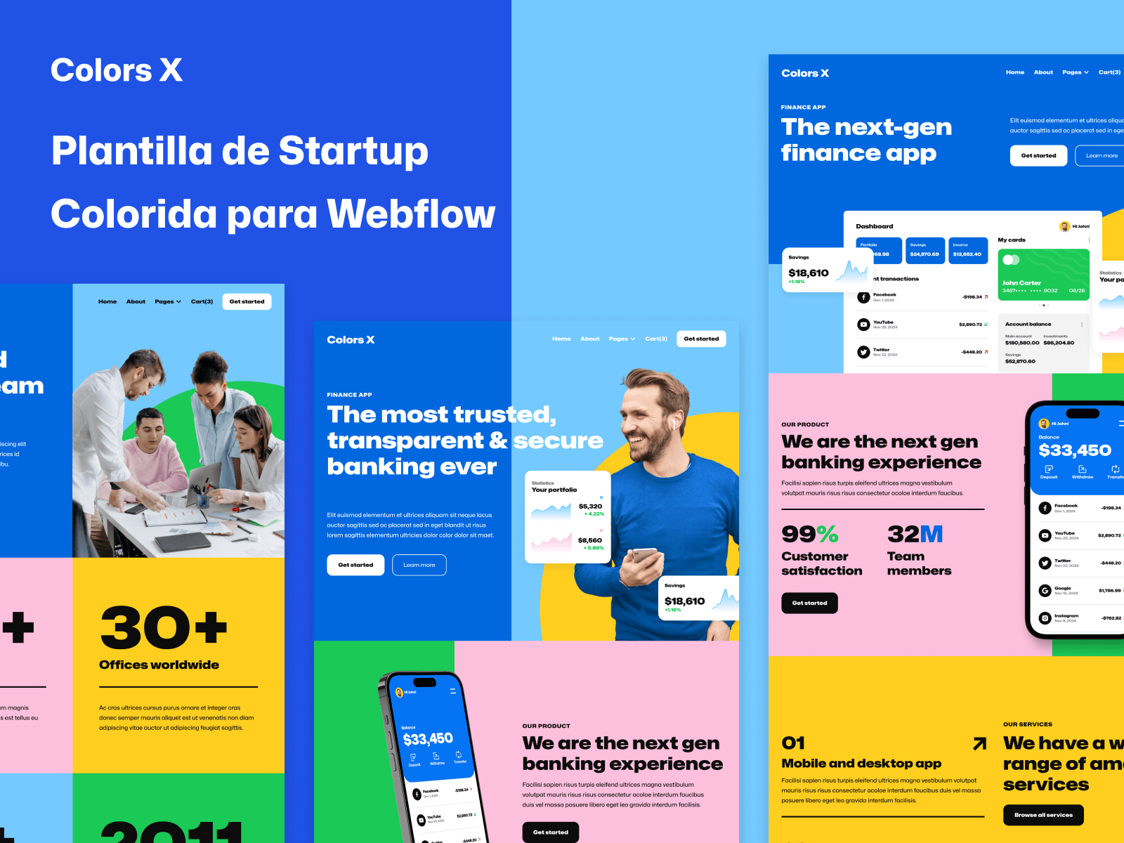 Plantilla de Startup Colorida para Webflow