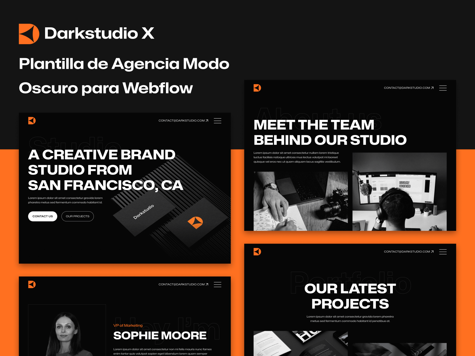 Plantilla de Agencia Modo Oscuro para Webflow
