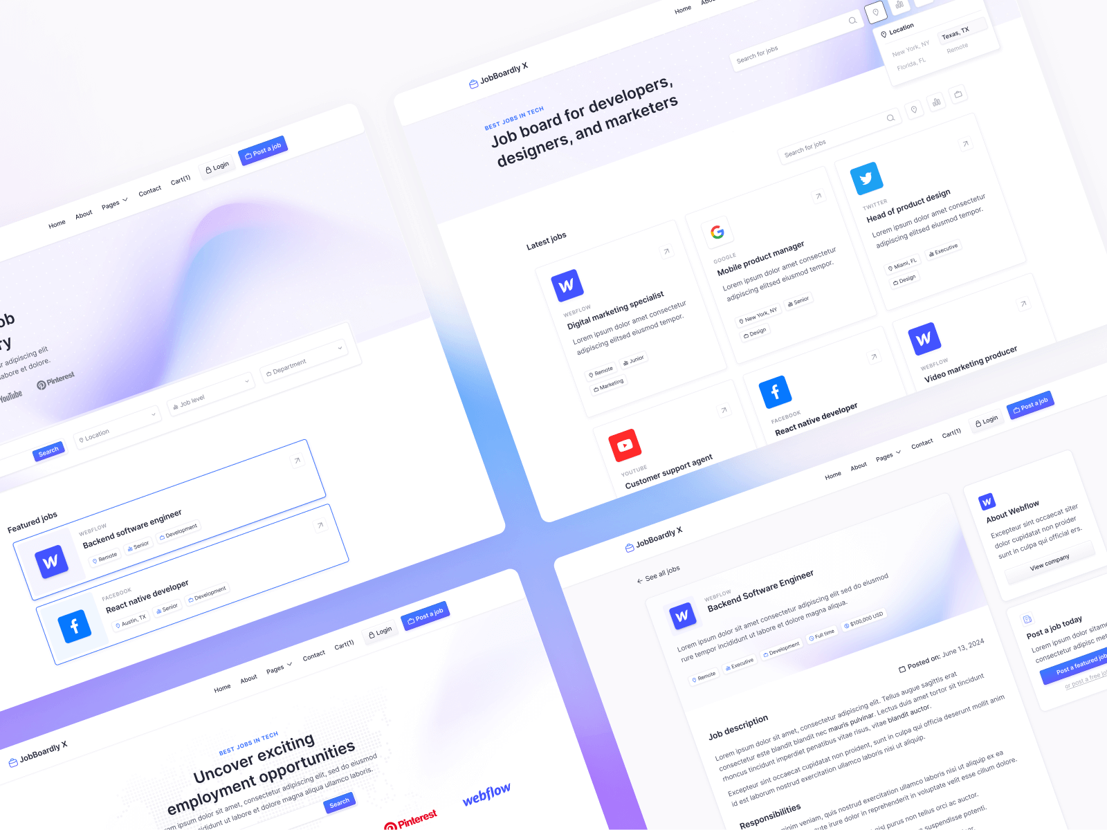 Plantilla para Webflow de Portal de Trabajo