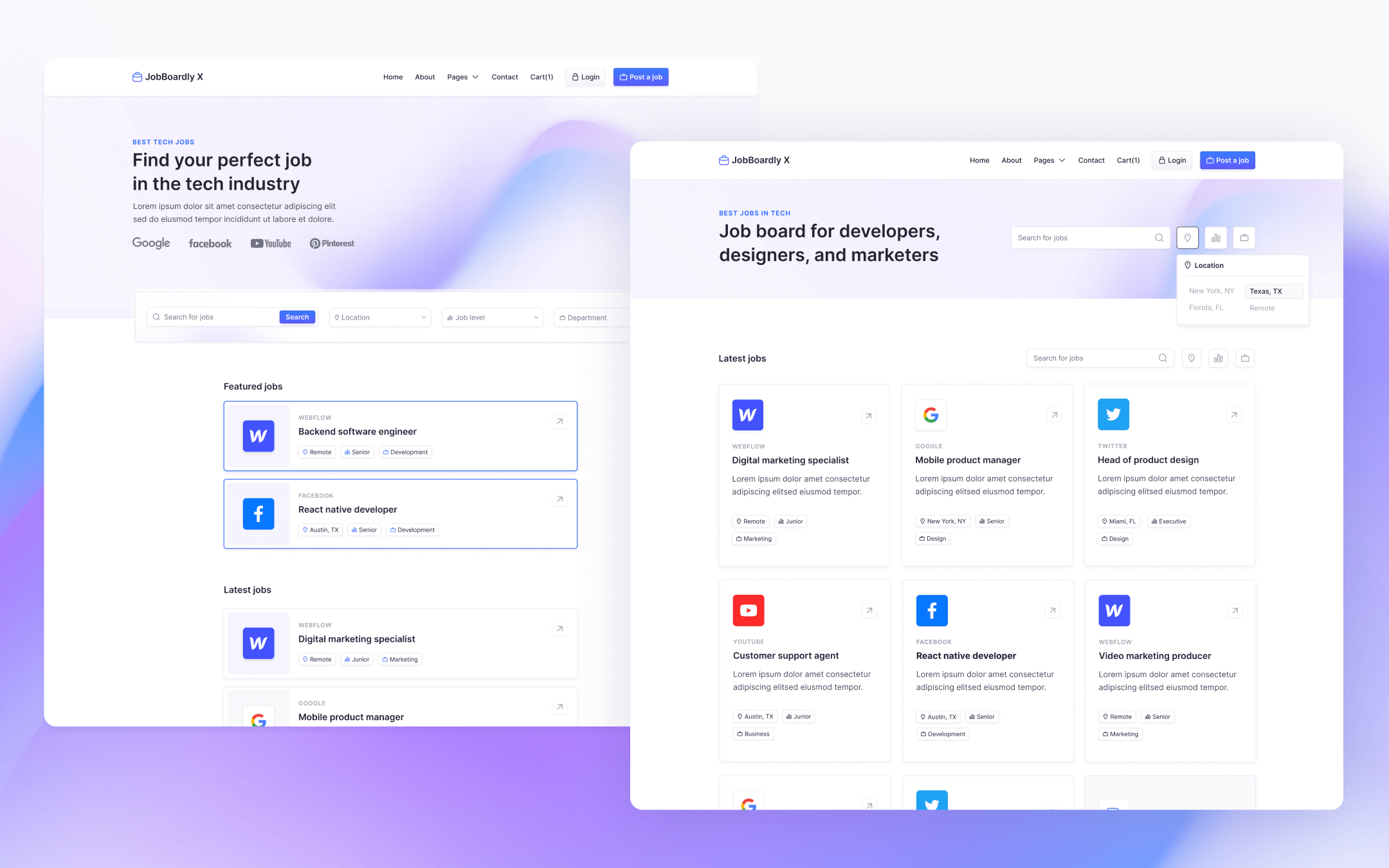 Plantilla de Portal de Trabajo para Webflow
