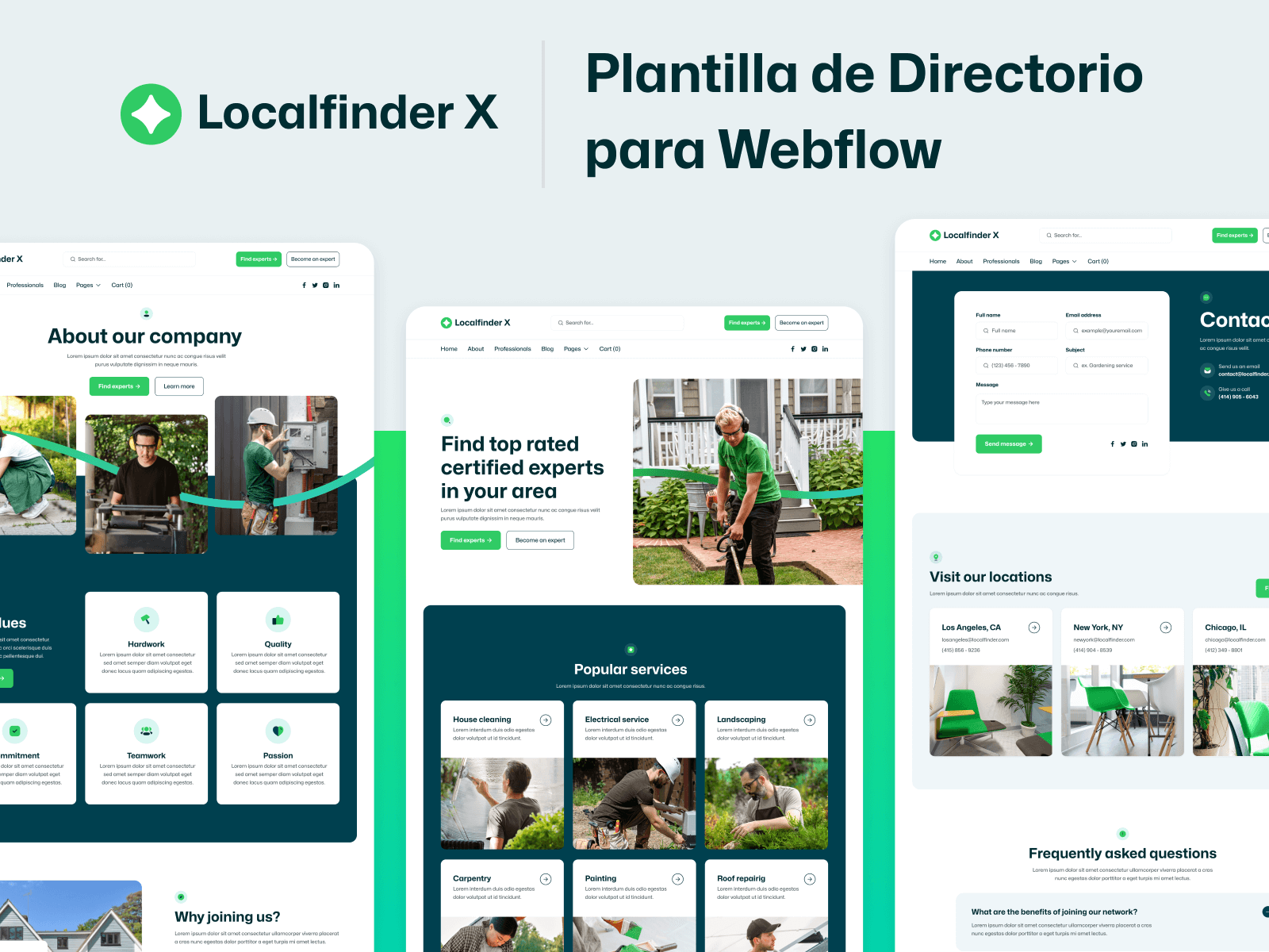 Plantilla de Directorio para Webflow
