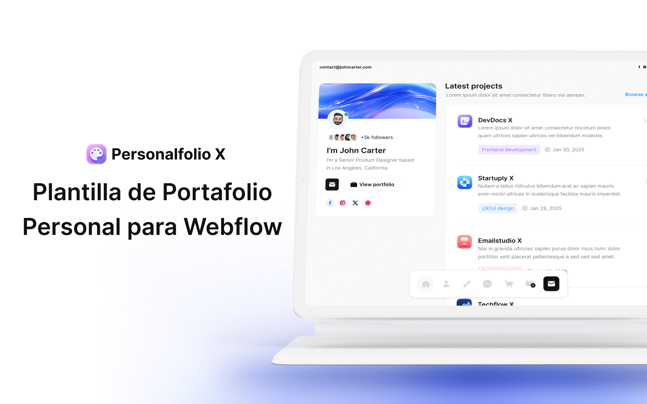 Plantilla de Portafolio Personal para Webflow