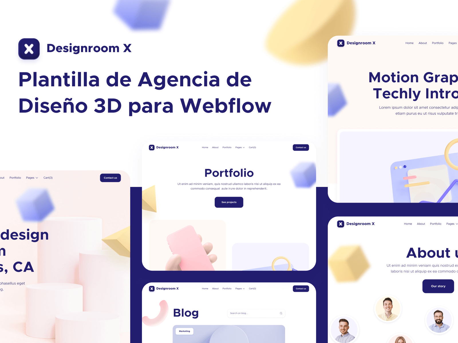Plantilla de Agencia de Diseño 3D para Webflow