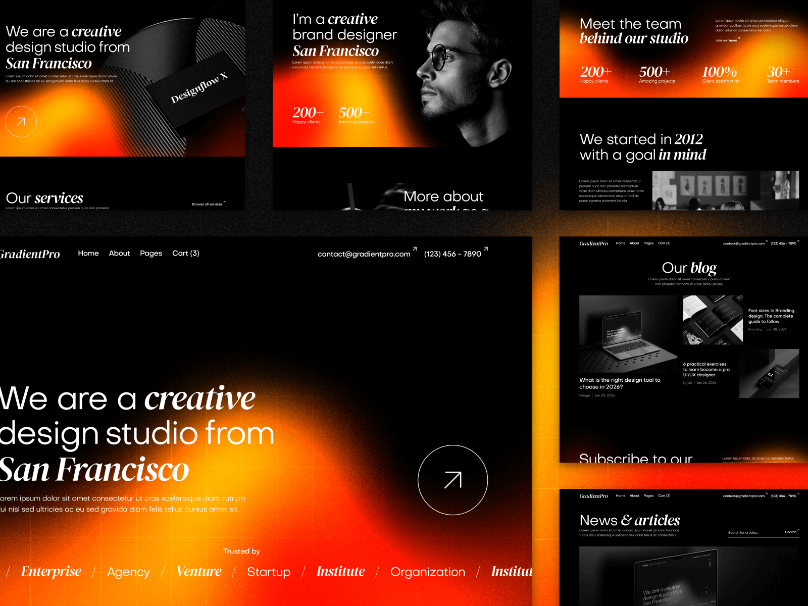 Plantilla de Estudio Creativo Modo Oscuro para Sitio Web en Webflow