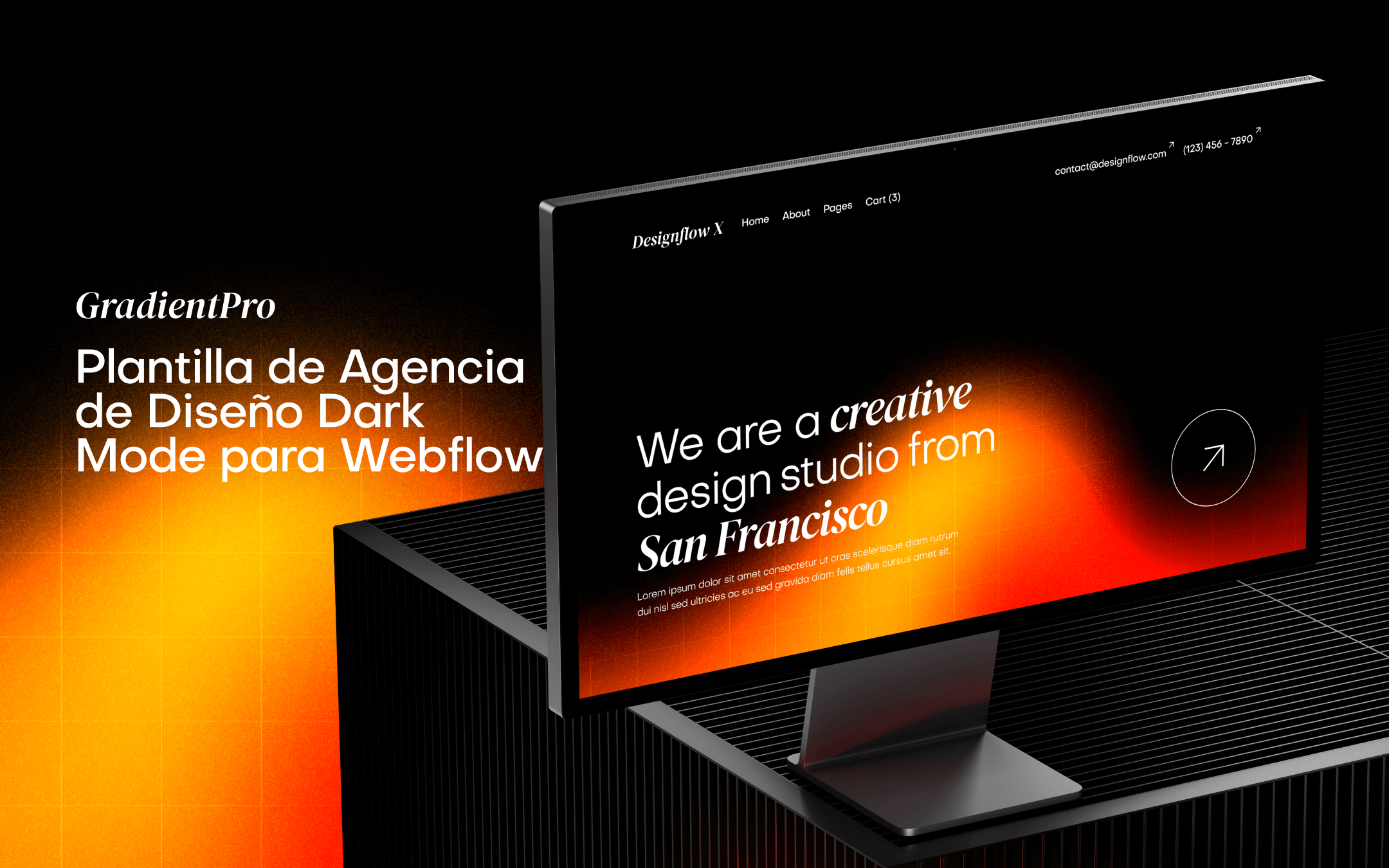 Plantilla de Agencia de Diseño Dark Mode para Webflow