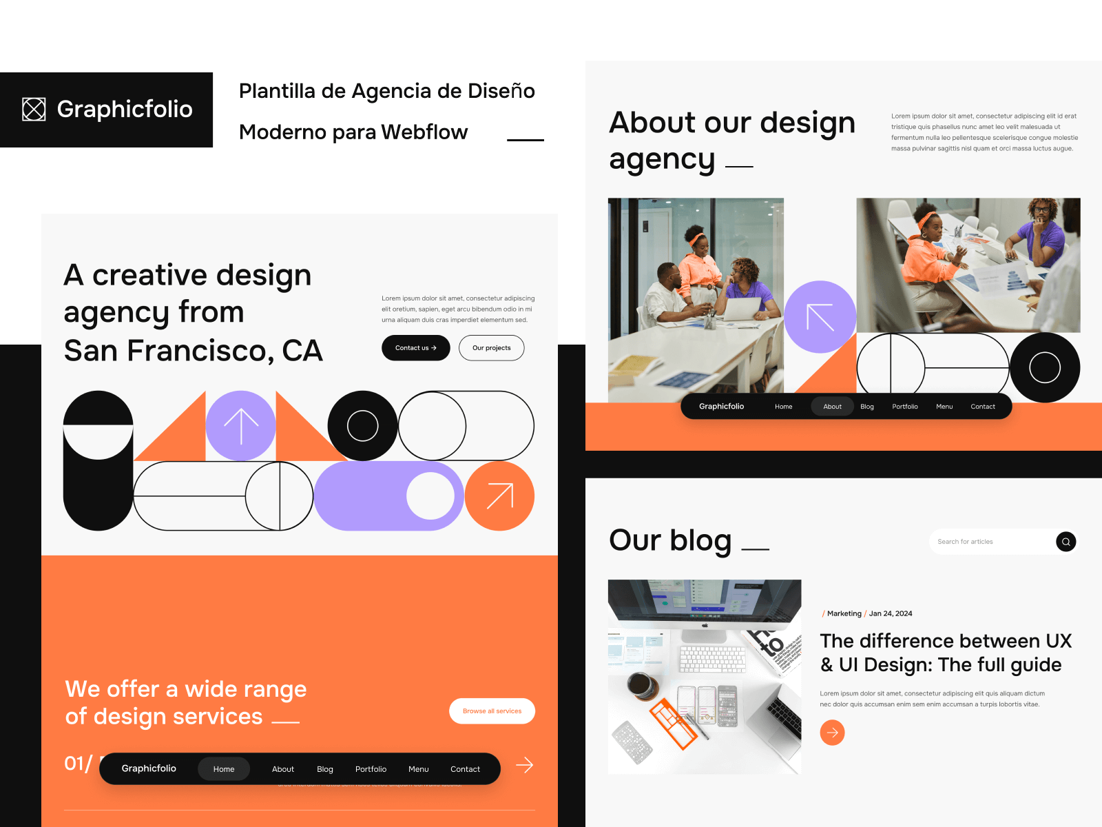 Plantilla de Agencia de Diseño Moderna para Webflow