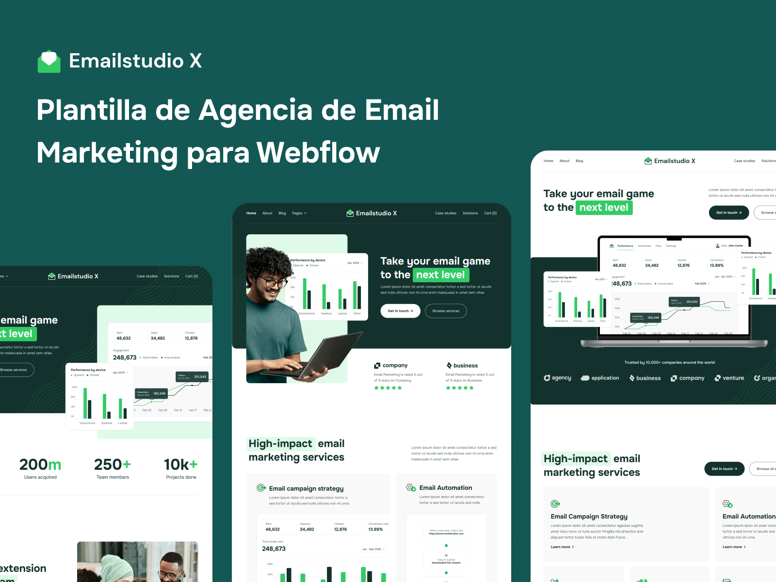 Plantilla de Agencia de Email Marketing para Webflow