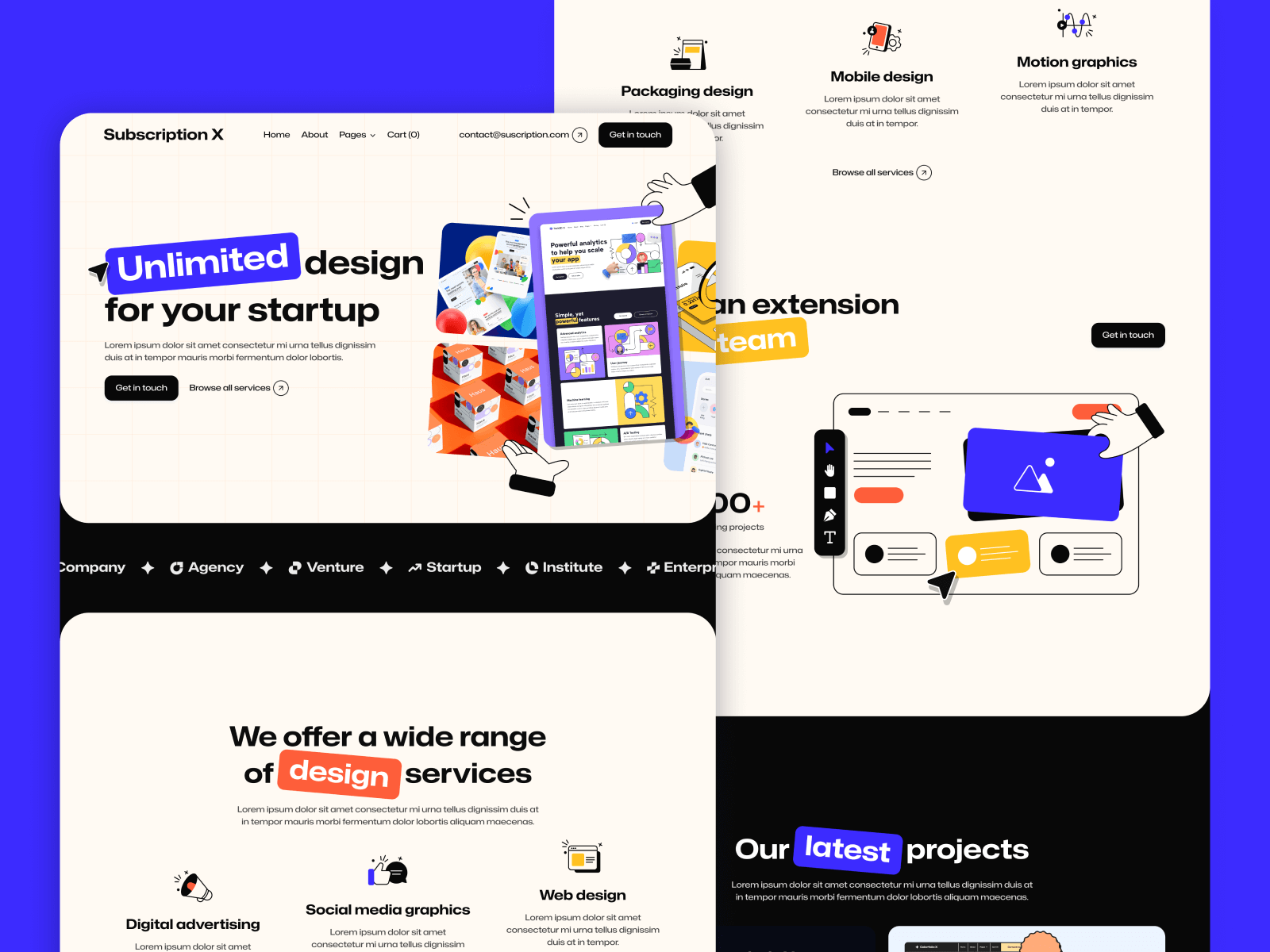 Plantilla de Agencia de Suscripción de Diseño para Webflow