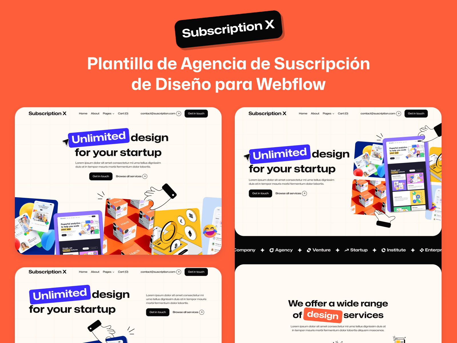 Plantilla de Agencia de Suscripción de Diseño para Webflow