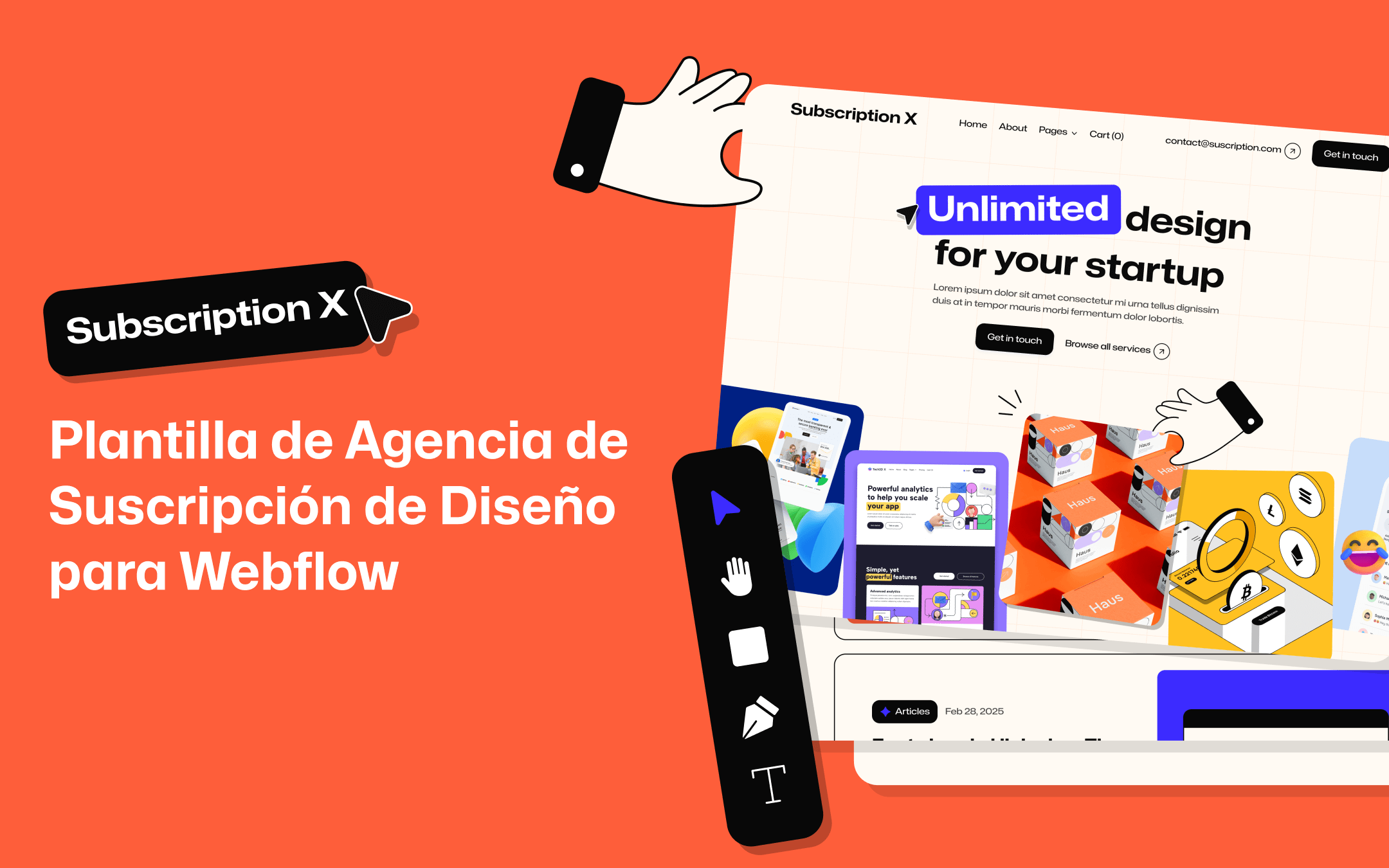 Plantilla de Agencia de Suscripción de Diseño para Webflow