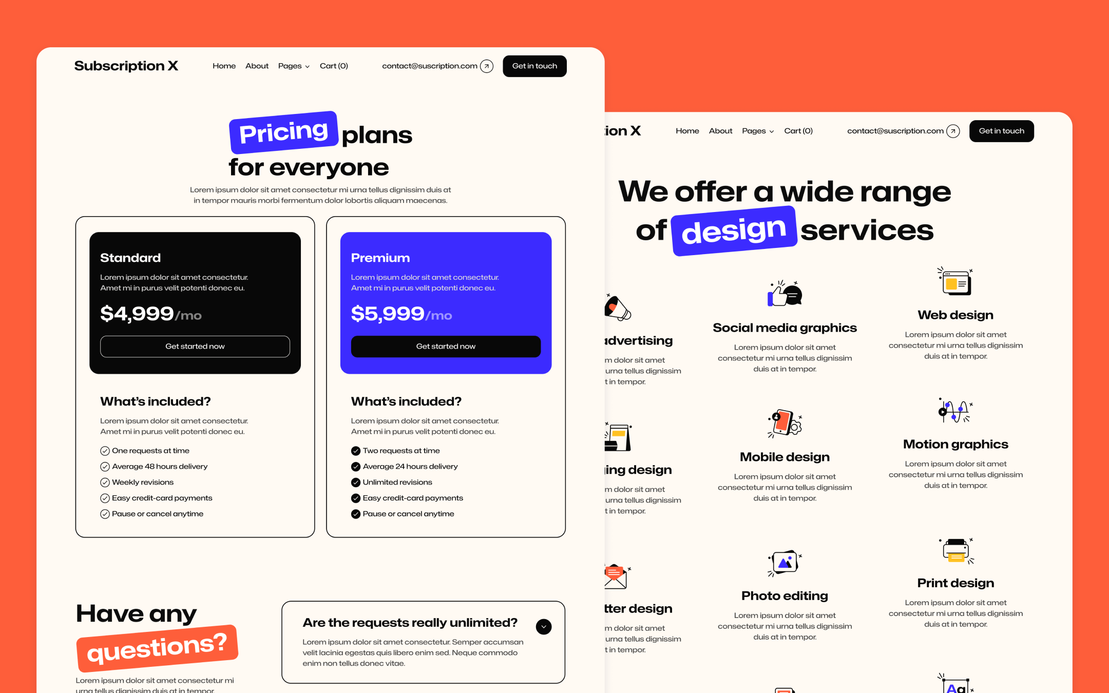 Subscription X Template para Webflow