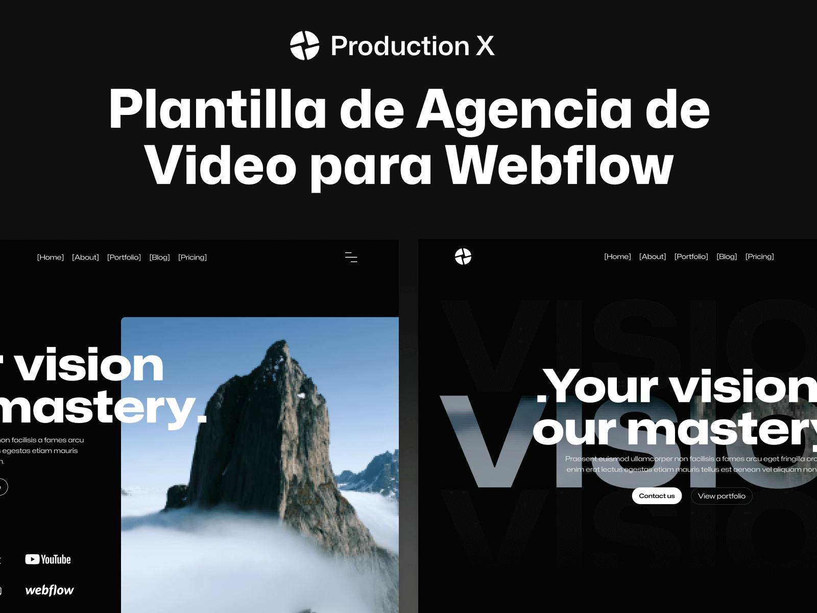 Plantilla de Agencia de Video para Webflow