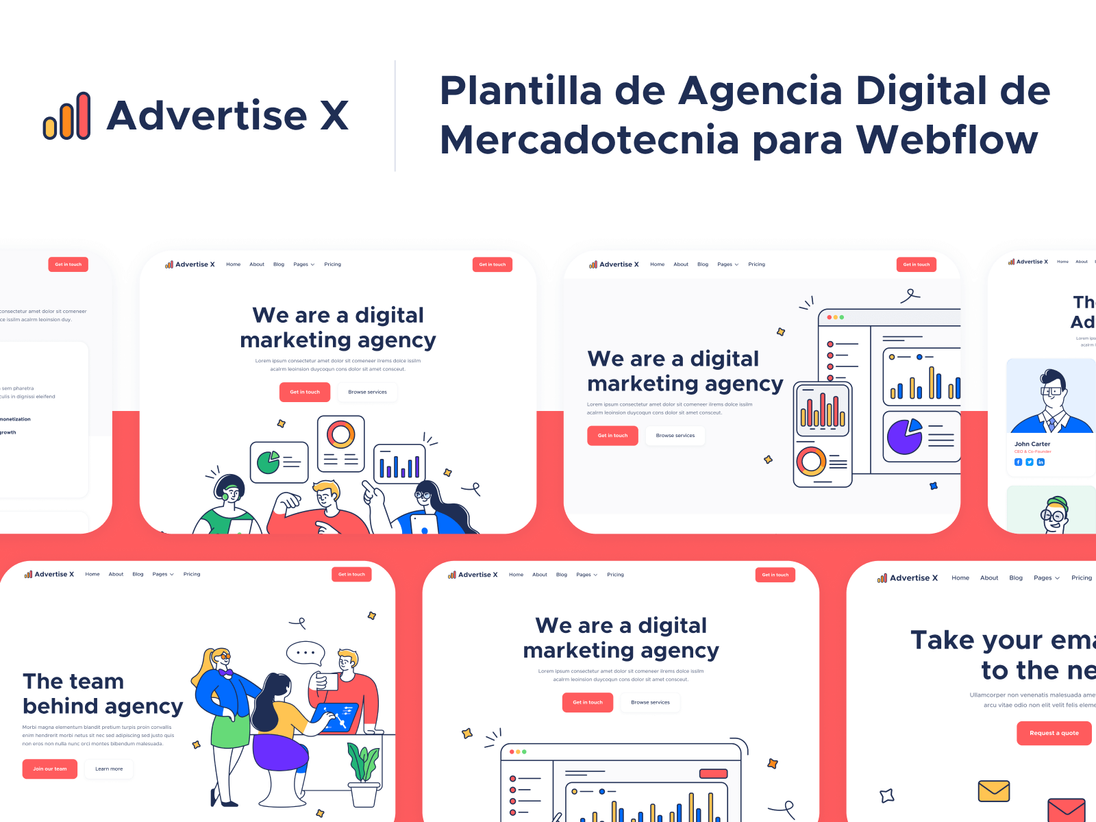 Plantilla de Agencia Digital de Mercadotecnia para Webflow