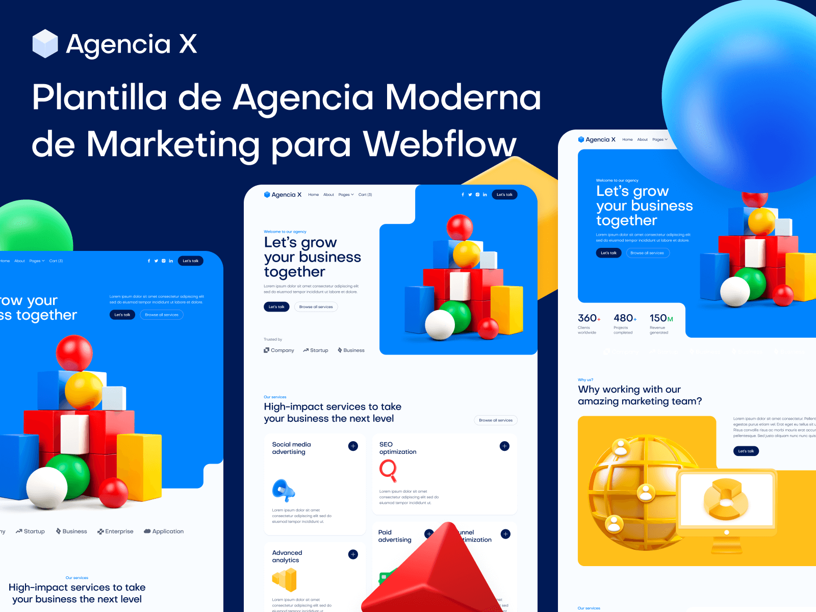 Plantilla de Agencia Moderna de Marketing para Webflow