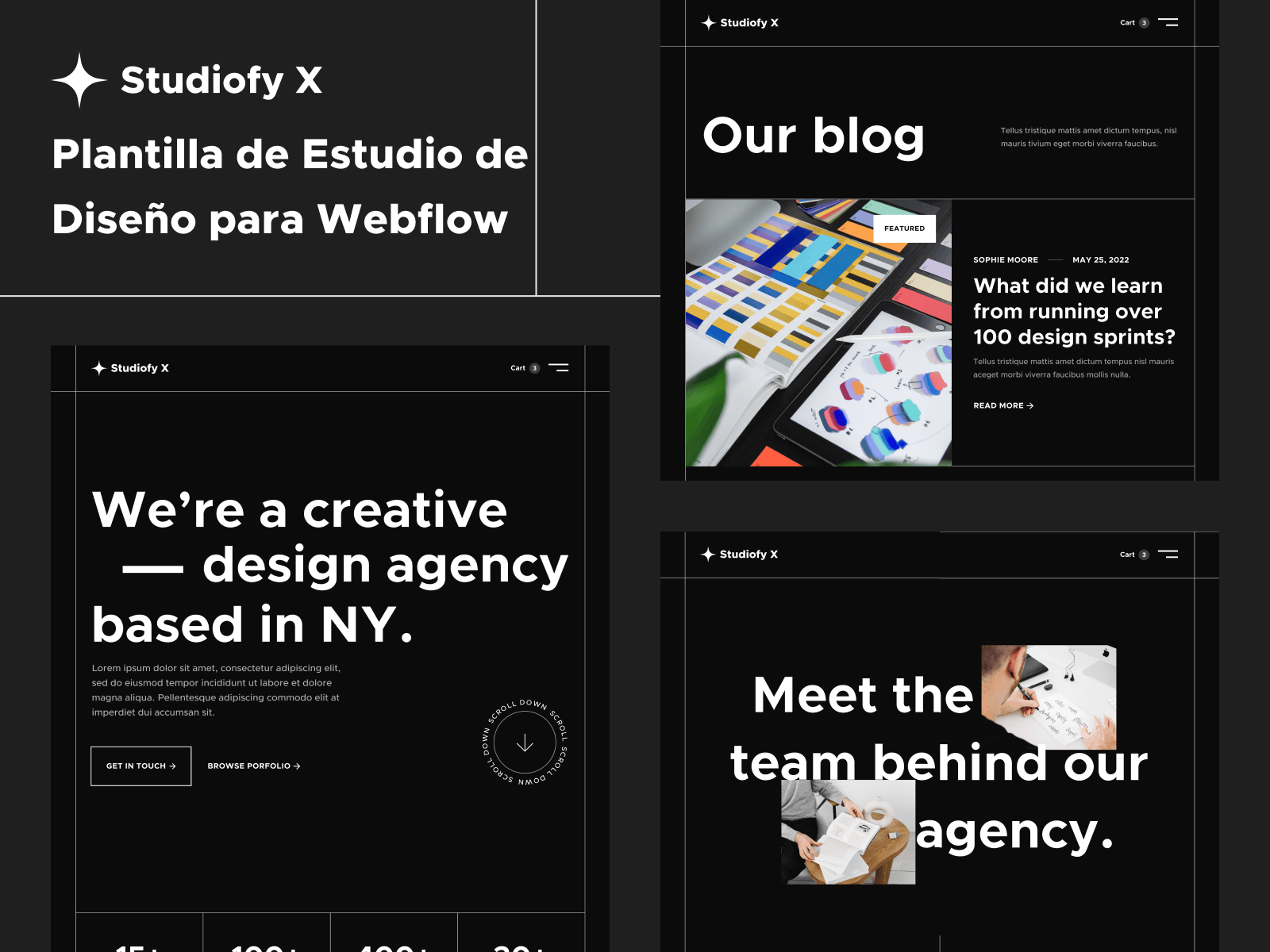 Plantilla de Estudio de Diseño para Webflow