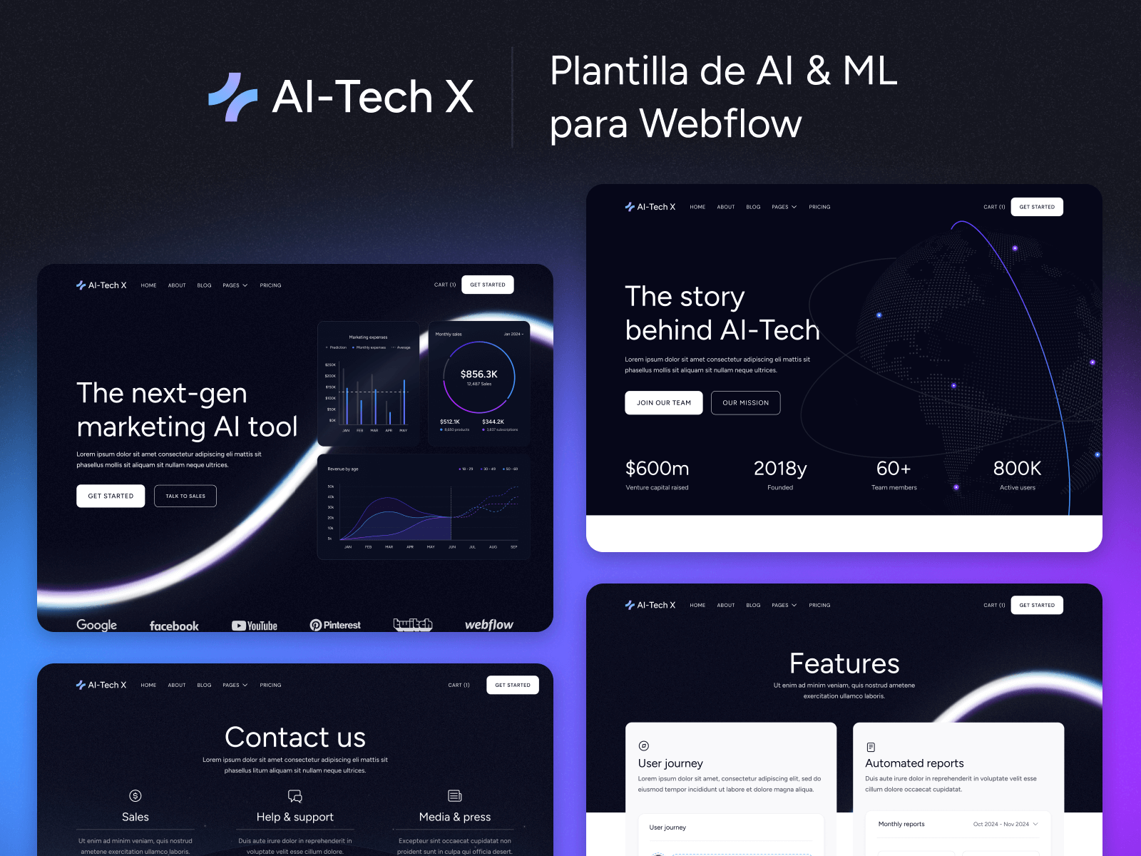 Plantilla de AI & ML para Webflow