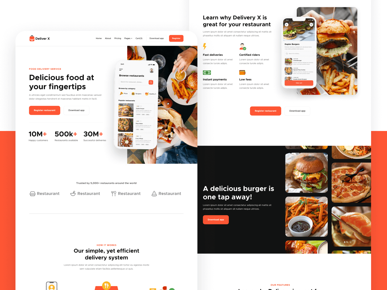 Template de App de Comida para Webflow