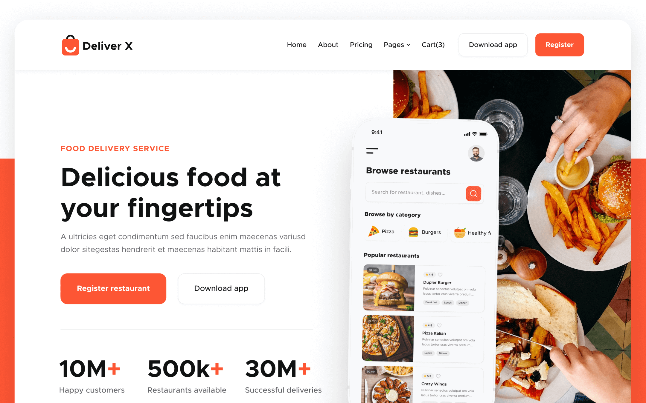 Plantilla de Aplicación de Entrega a Domicilio para Webflow