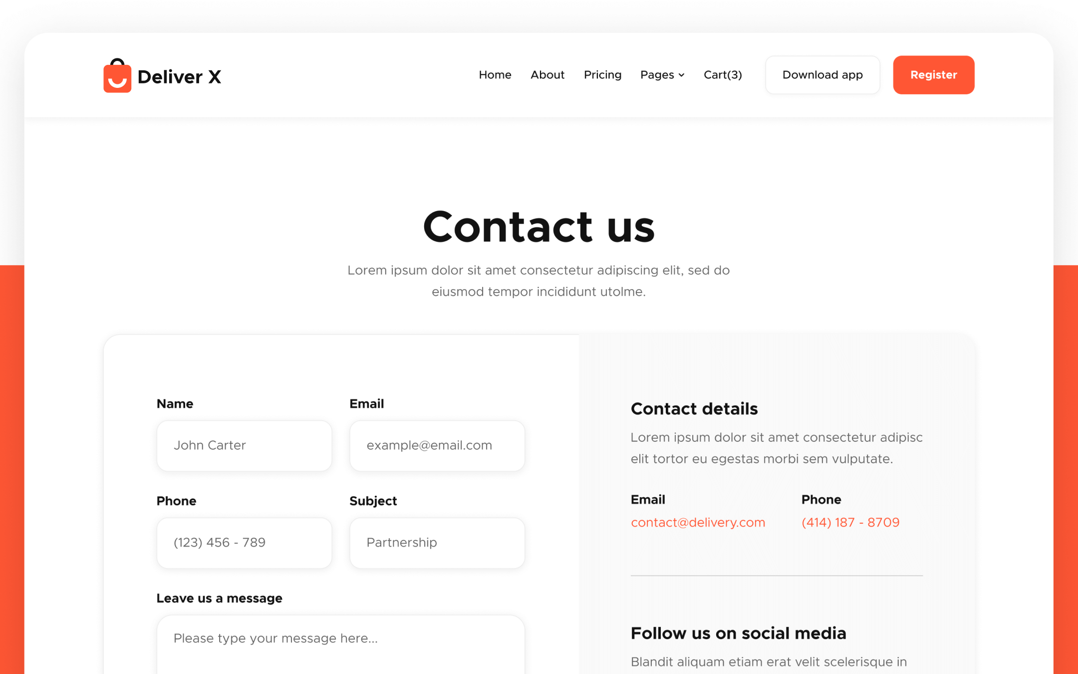 Delivery X Template para Webflow