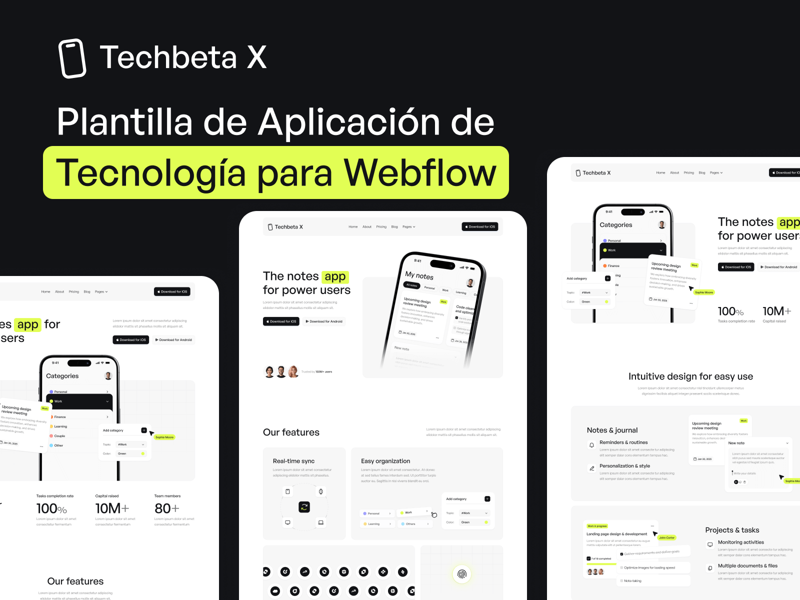 Plantilla de Aplicación de Tecnología para Webflow
