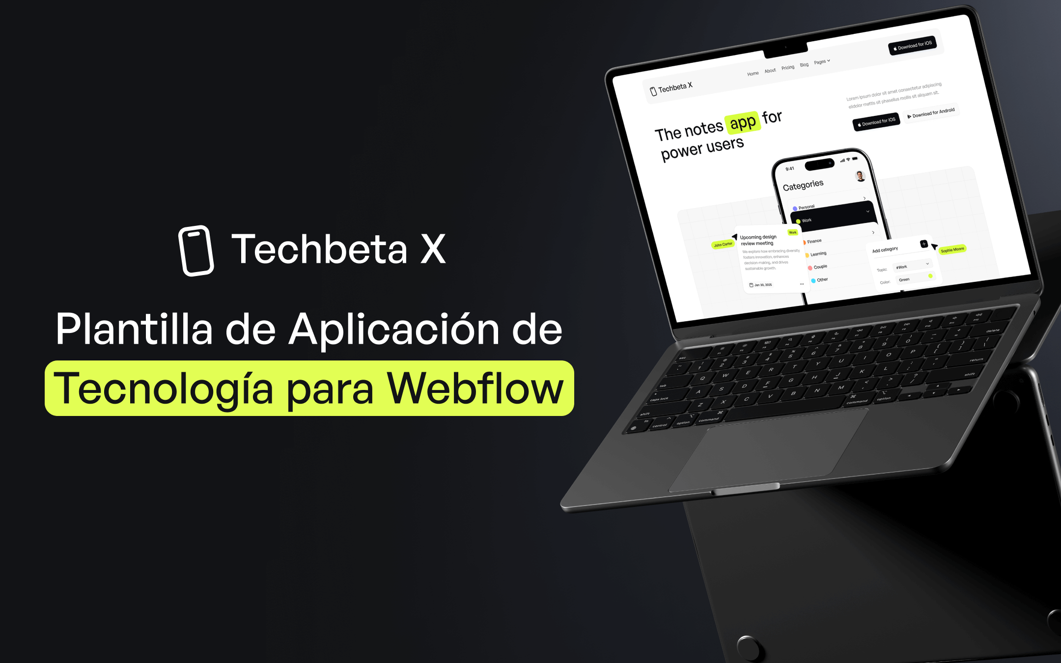 Plantilla de Aplicación de Tecnología para Webflow