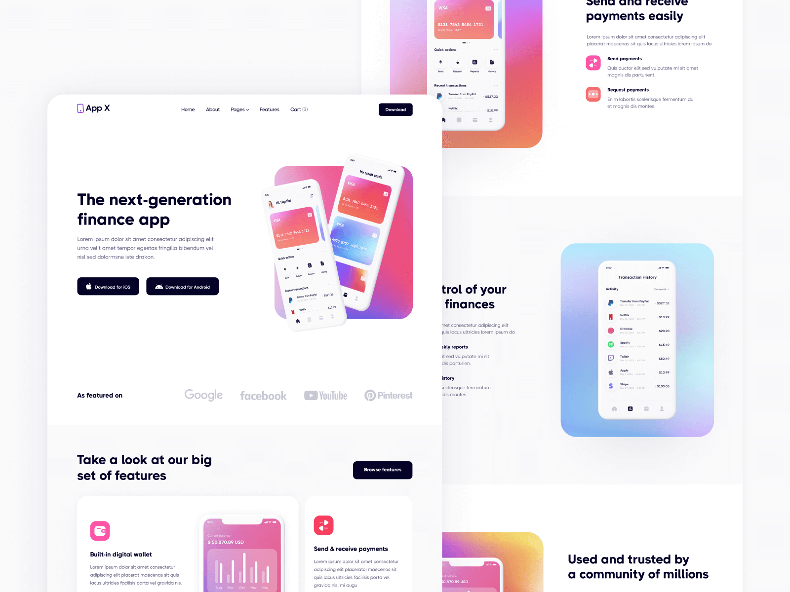 Plantilla de Aplicación Mobile para Webflow