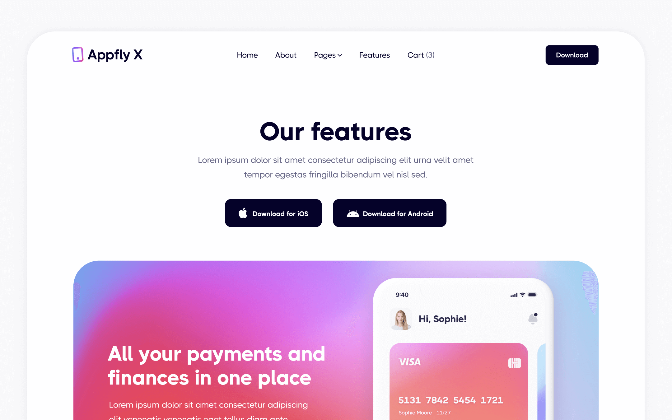 Appfly X Template para Webflow