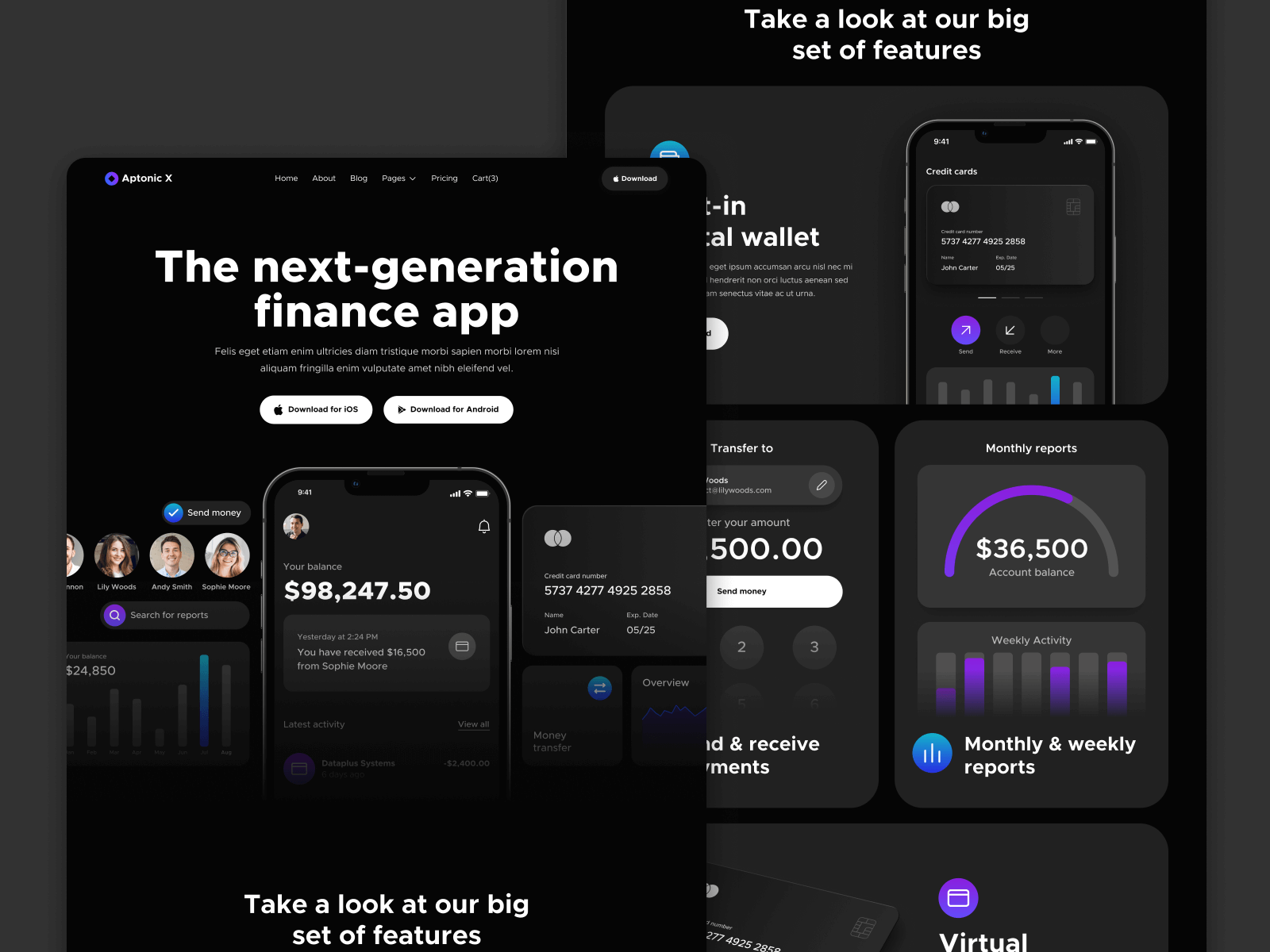 Plantilla de Aplicación Modo Oscuro para Webflow