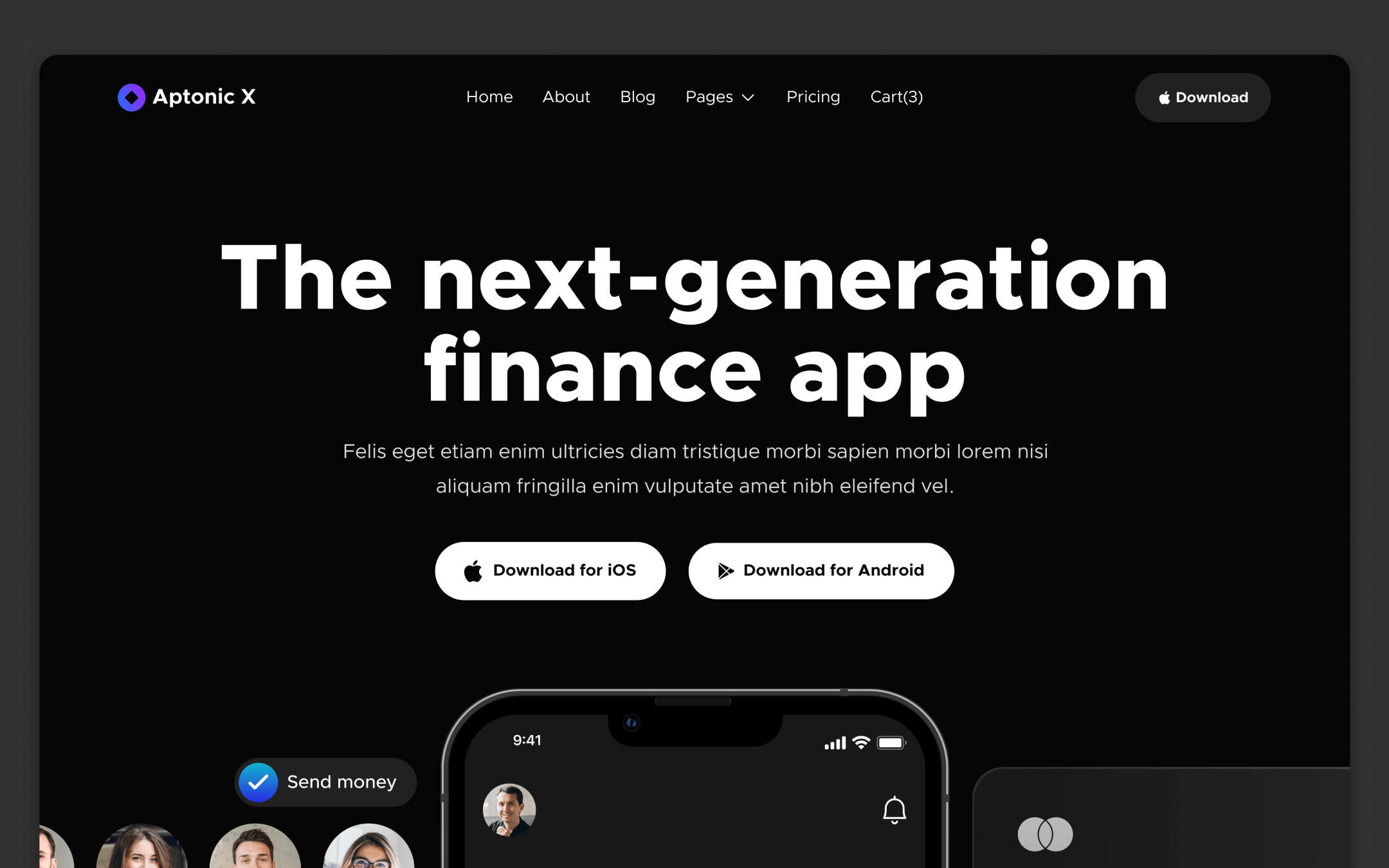 Plantilla de Aplicación Modo Oscuro para Webflow