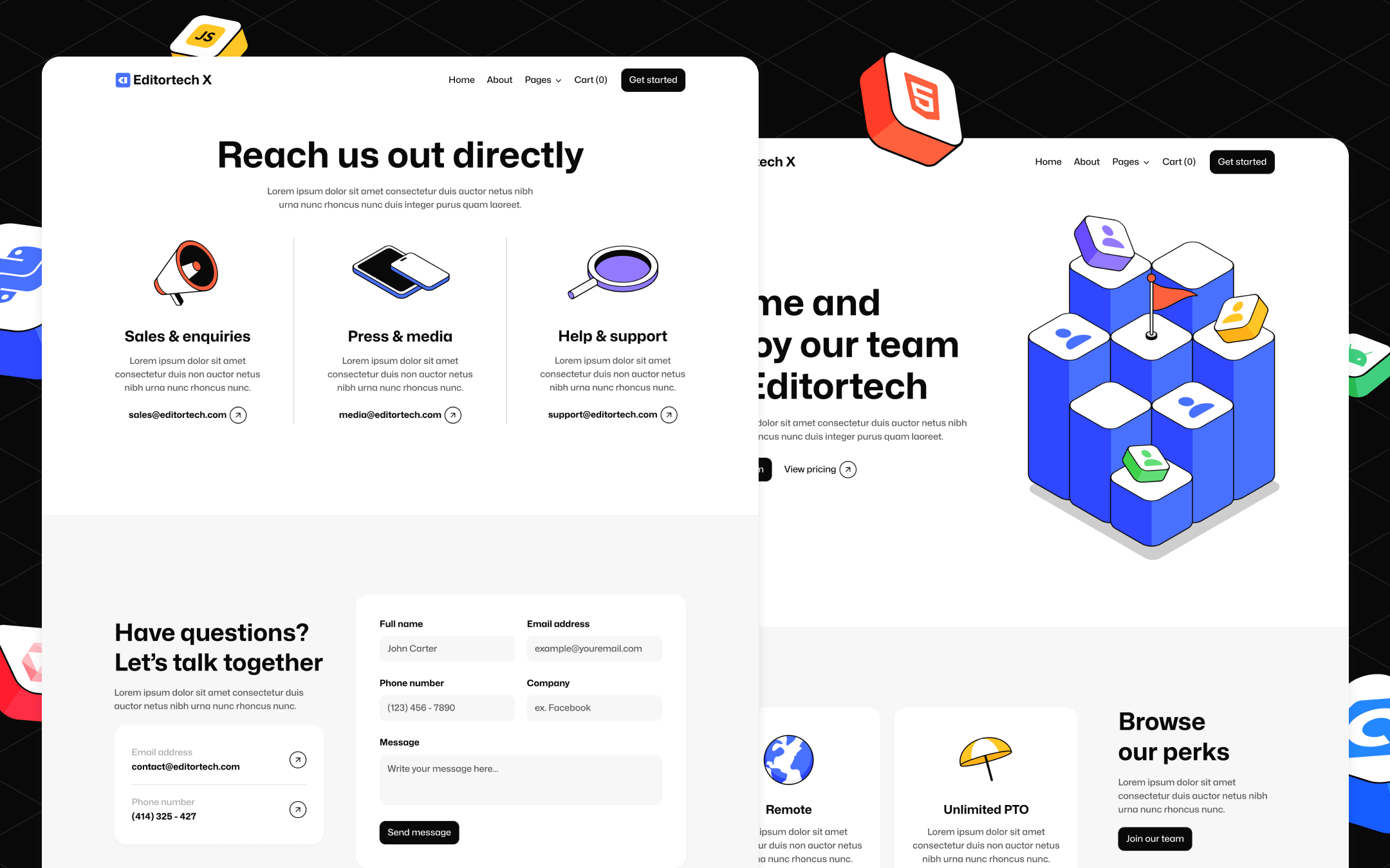 Editortech X Template para Webflow
