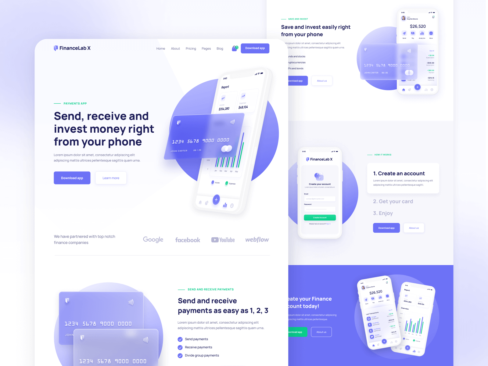 Plantilla de App de Fintech para Webflow