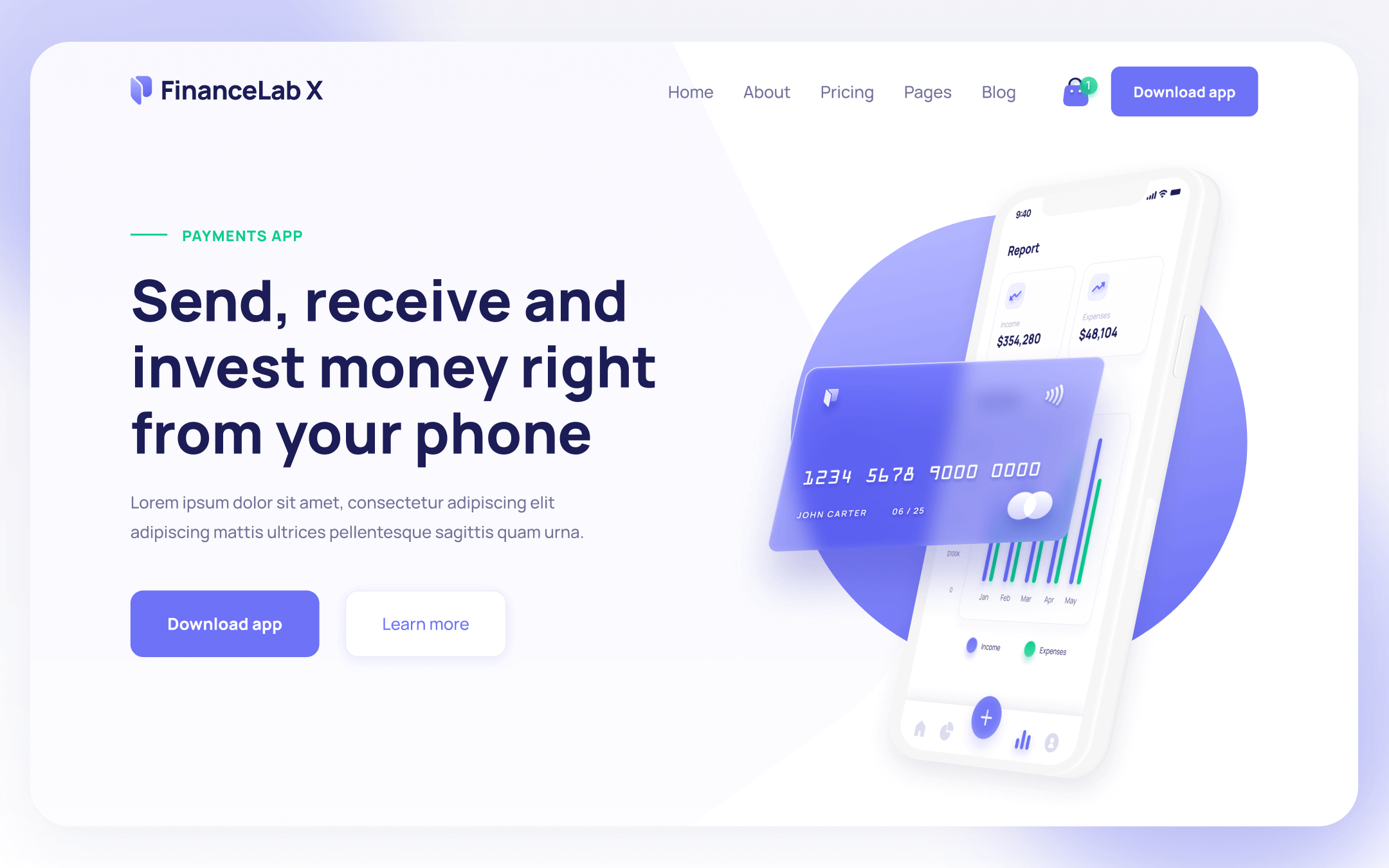 Plantilla de App de Fintech para Webflow