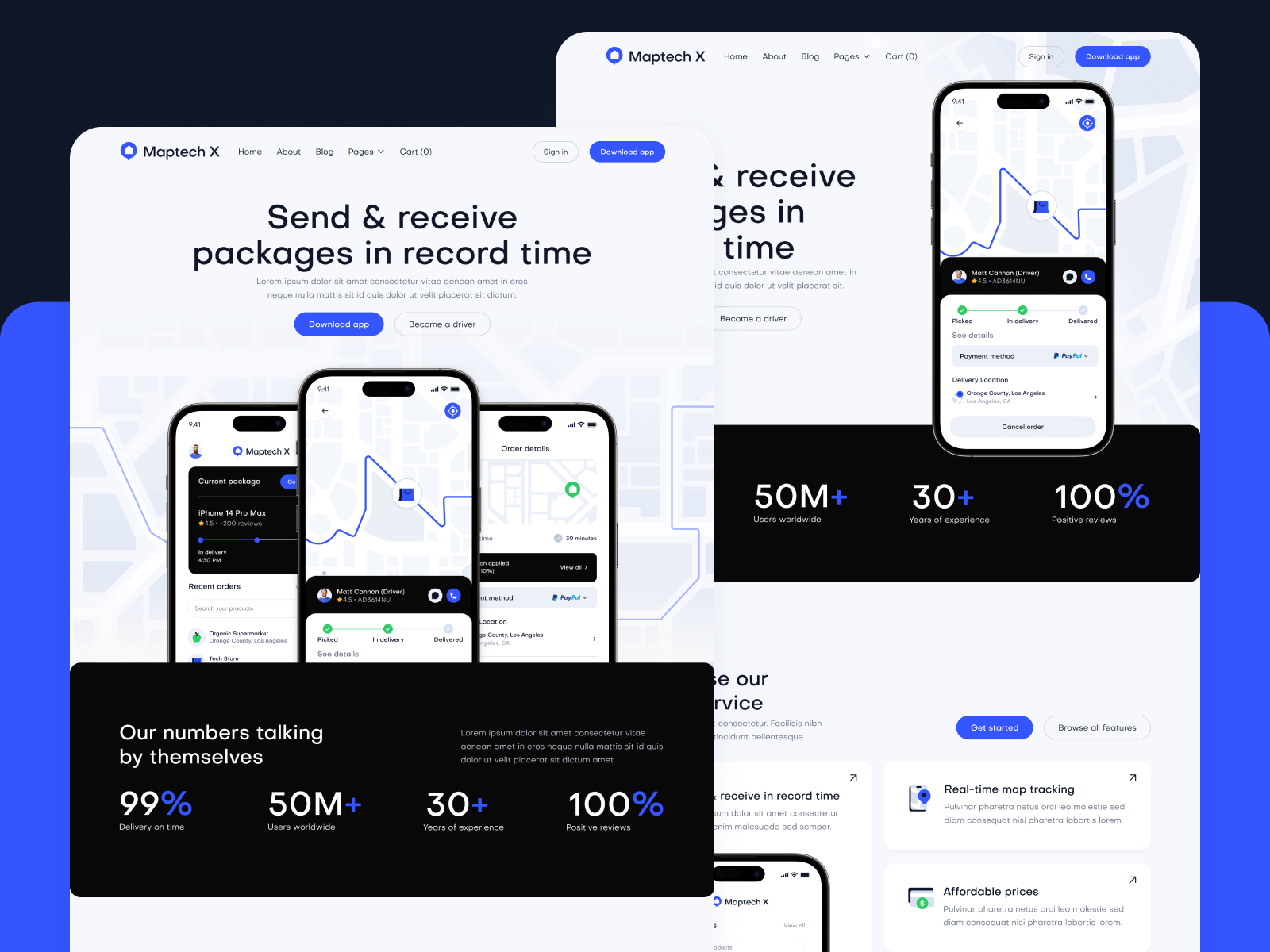 Plantilla de Applicación de Envios para Webflow
