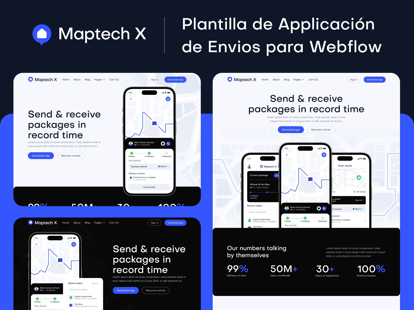 Plantilla de Aplicación de Envíos para Webflow