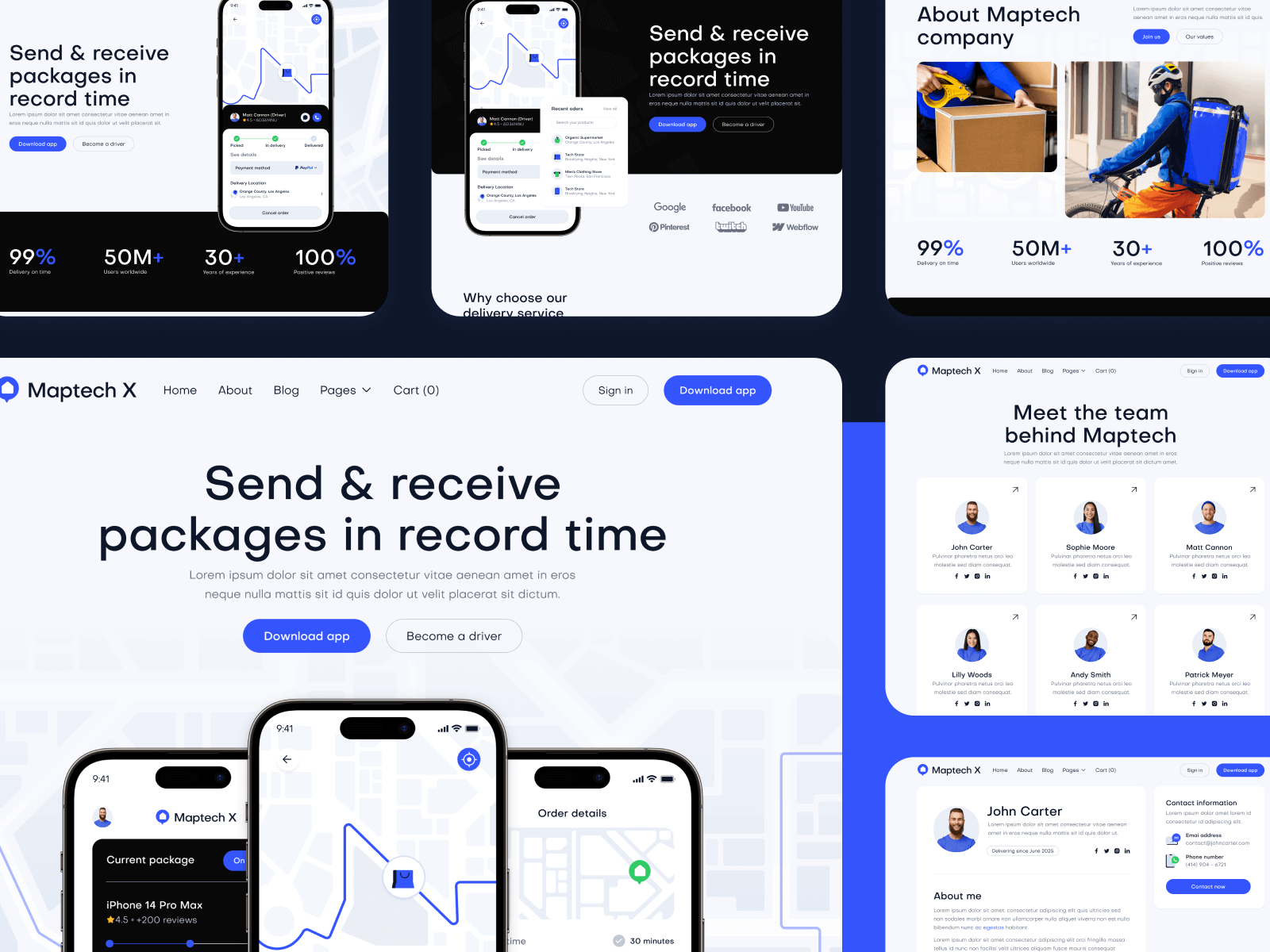 Plantilla de App de Reparto para Webflow