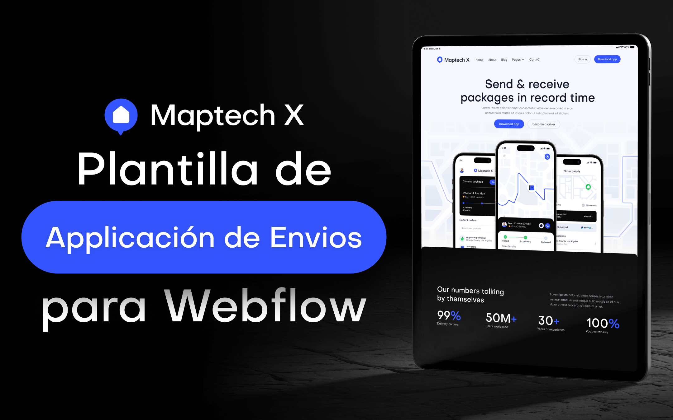 Plantilla de Applicación de Envios para Webflow