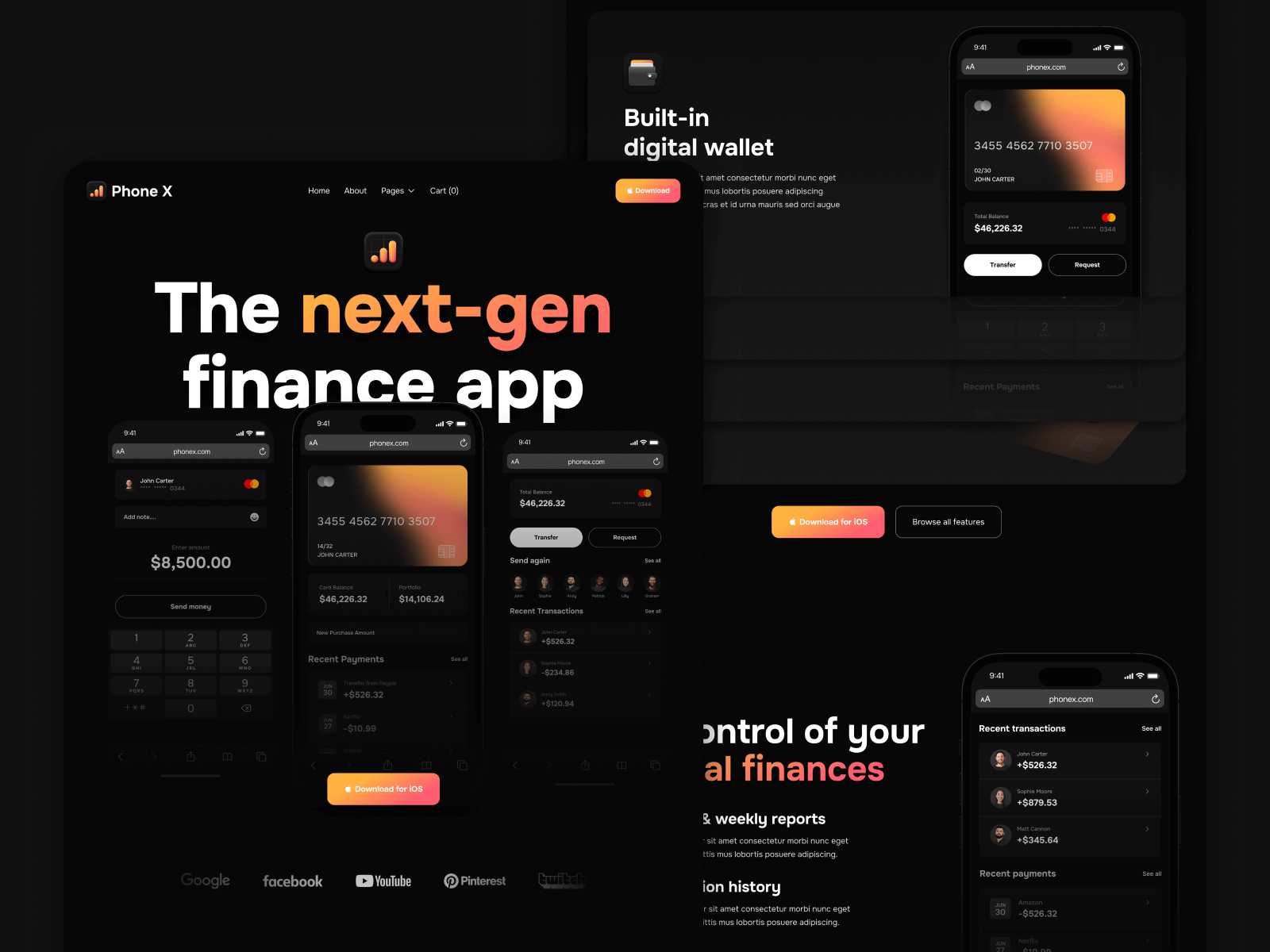 Template de App Modo Noche para Webflow