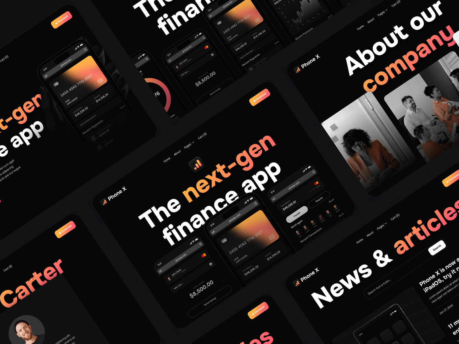 Plantilla de App Modo Noche para Webflow
