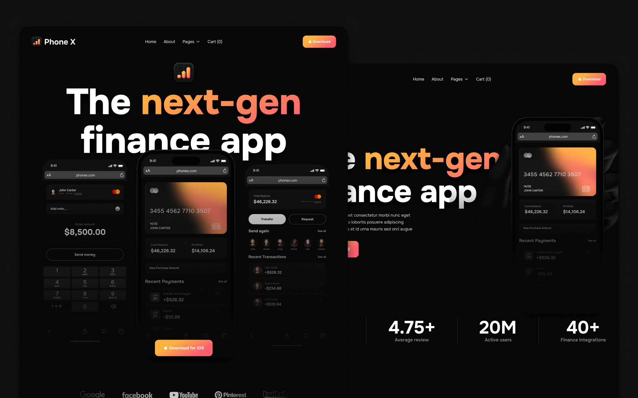 Plantilla de Applicación Modo Oscuro para Webflow