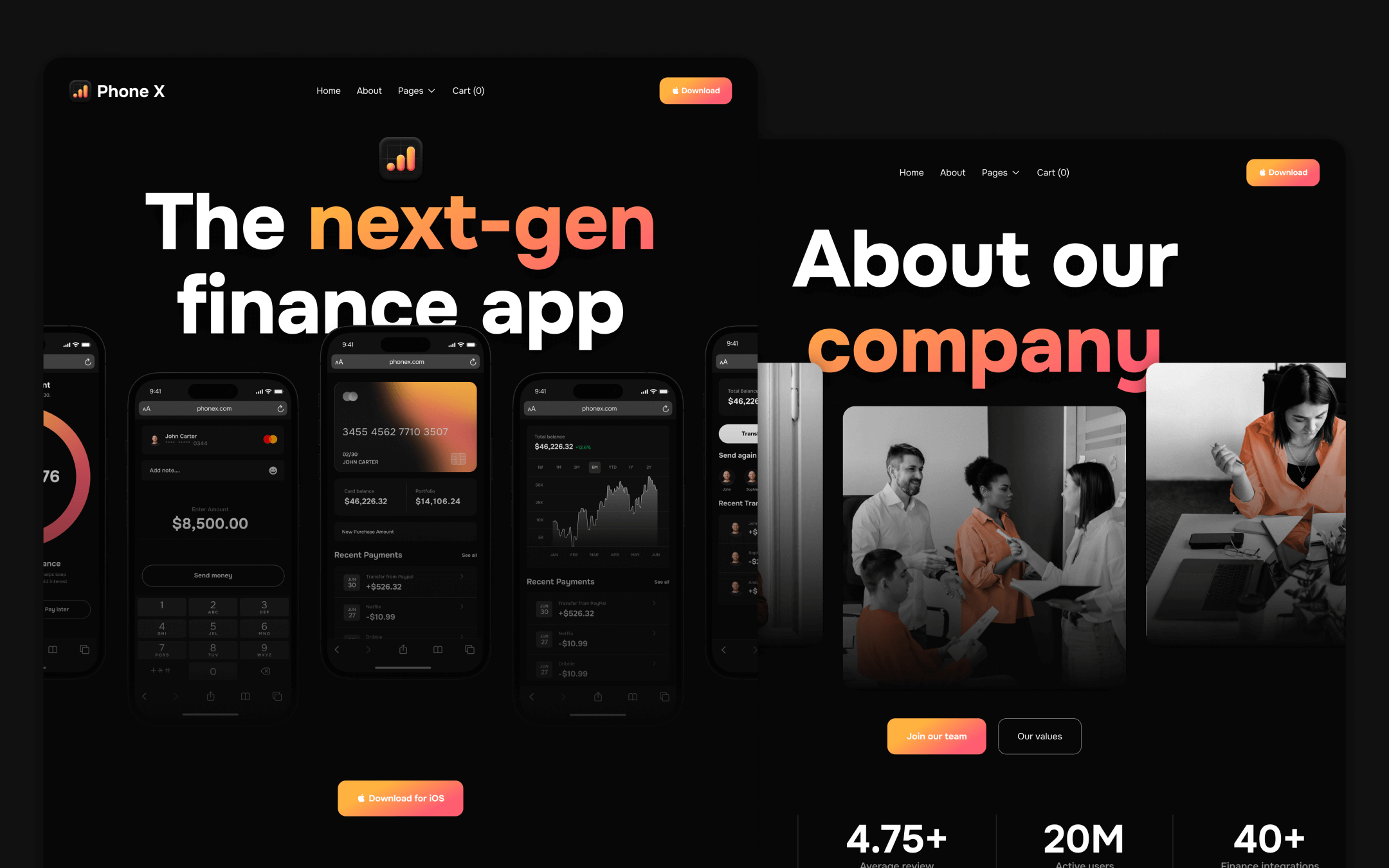 Phone X Template para Webflow
