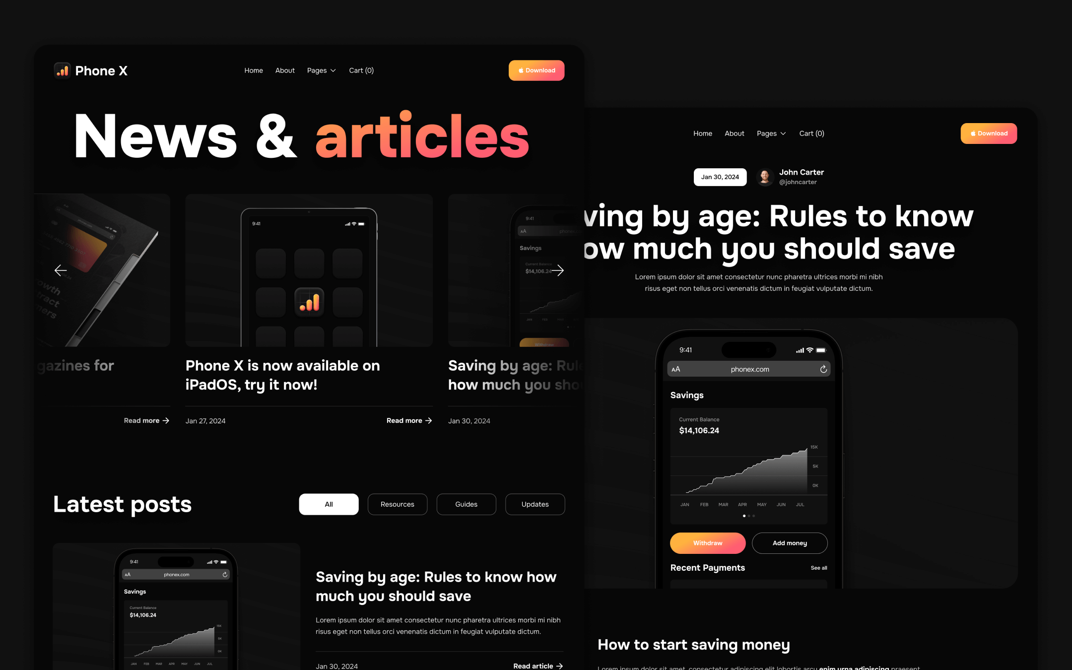 Phone X Template para Webflow
