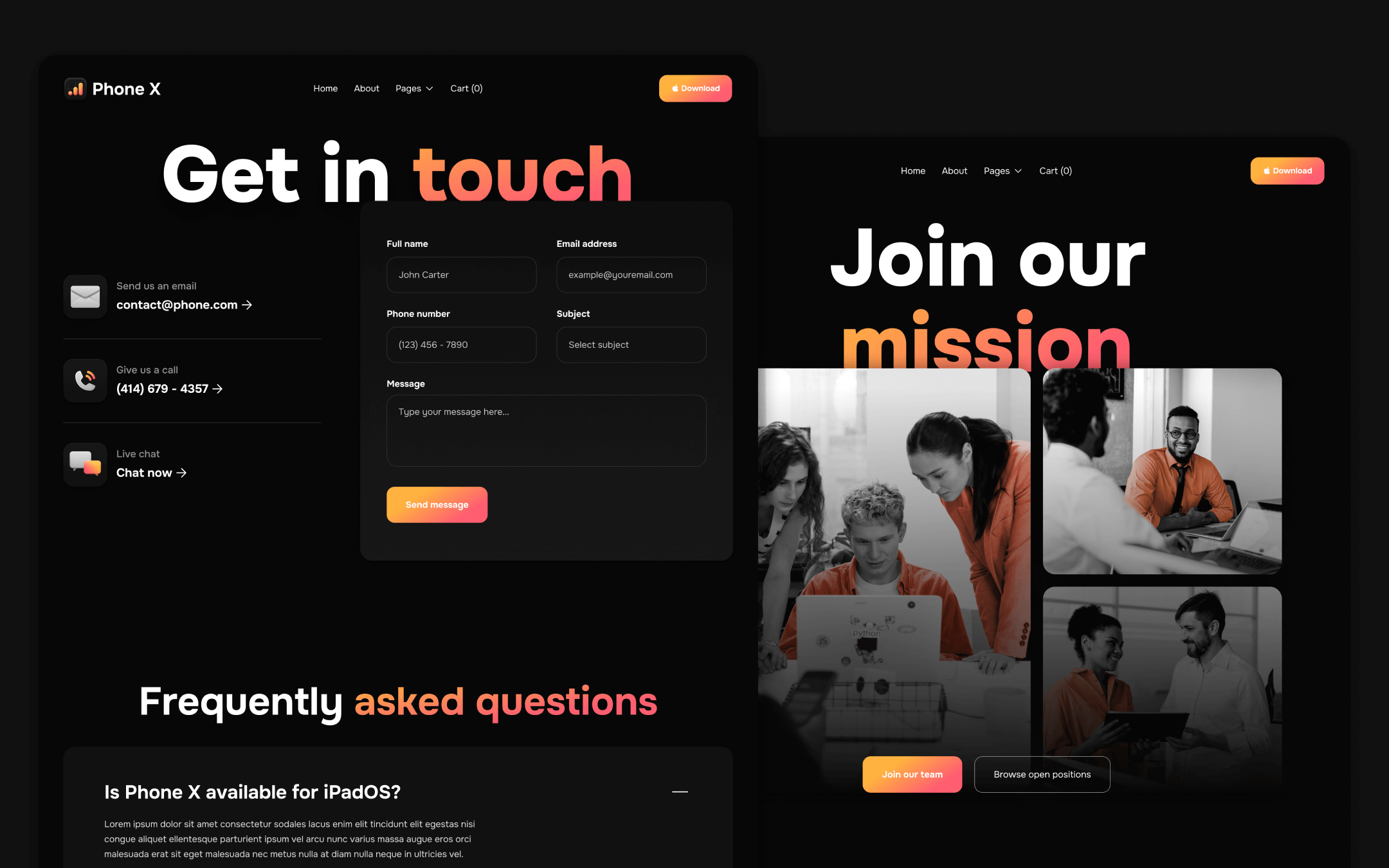 Phone X Template para Webflow