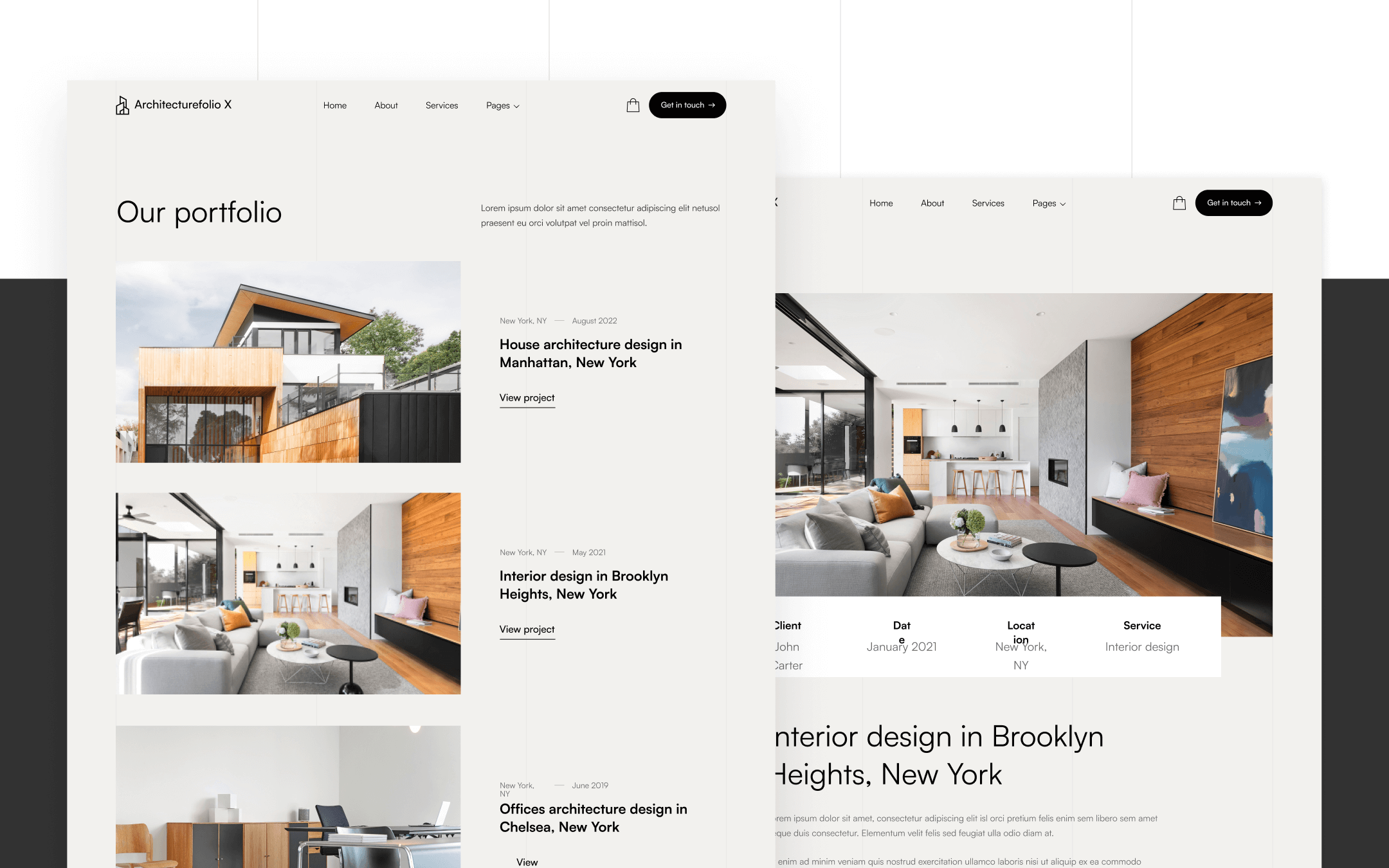 Architecturefolio X Template para Webflow