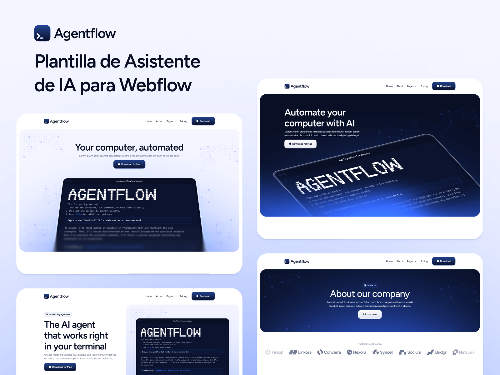 Plantilla de Asistente con IA para Webflow